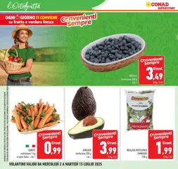 Volantino Conad del 01.07.2025 | Pagina: 4 | Prodotti: Misticanza, Avocado, Frutta, Mirtilli