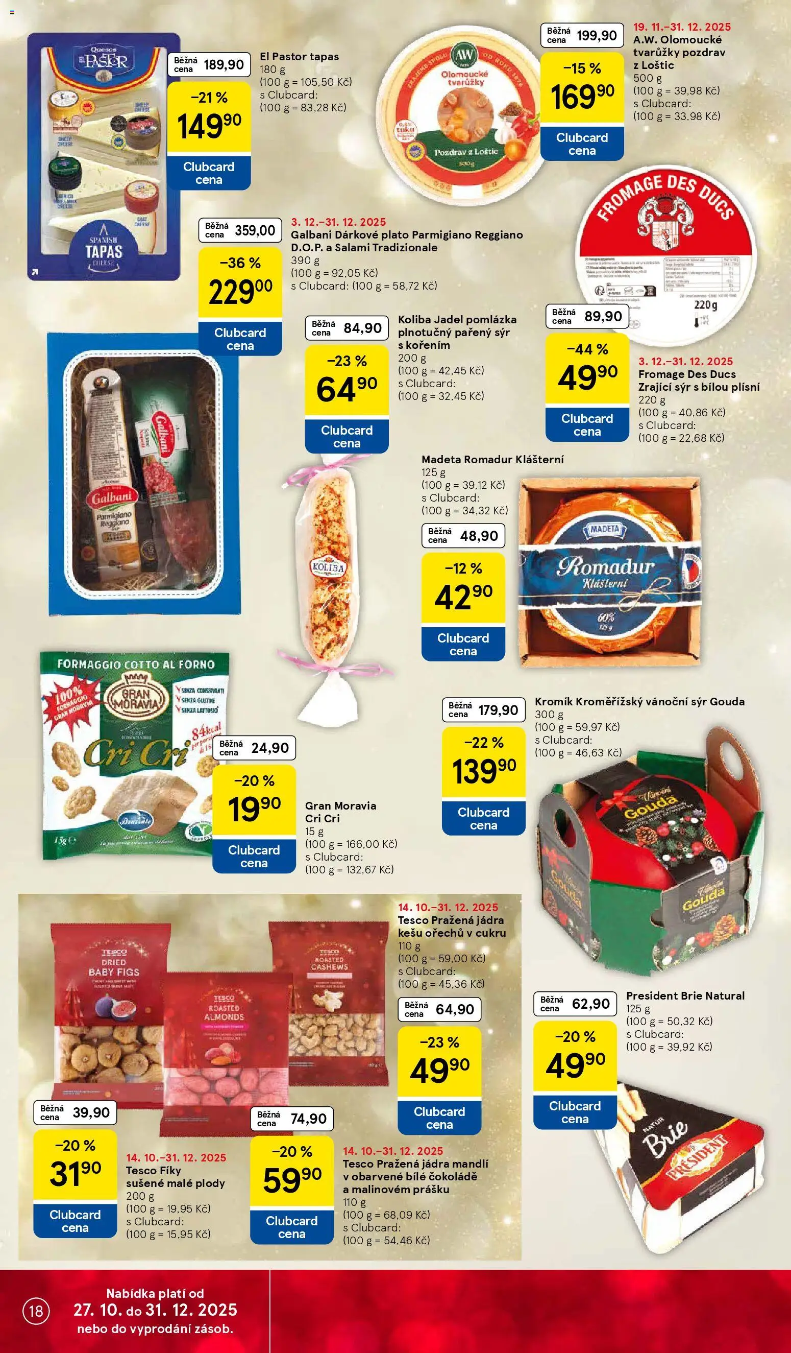 Tesco leták - Hypermarket od 17.12.2025 | Strana: 18 | Produkty: Gouda, Sýr, Tvarůžky, Parmigiano Reggiano