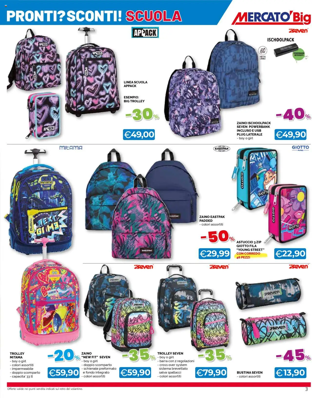 Volantino Mercatò del 07.08.2025 | Pagina: 3 | Prodotti: Zaino, Astuccio, USB, Trolley