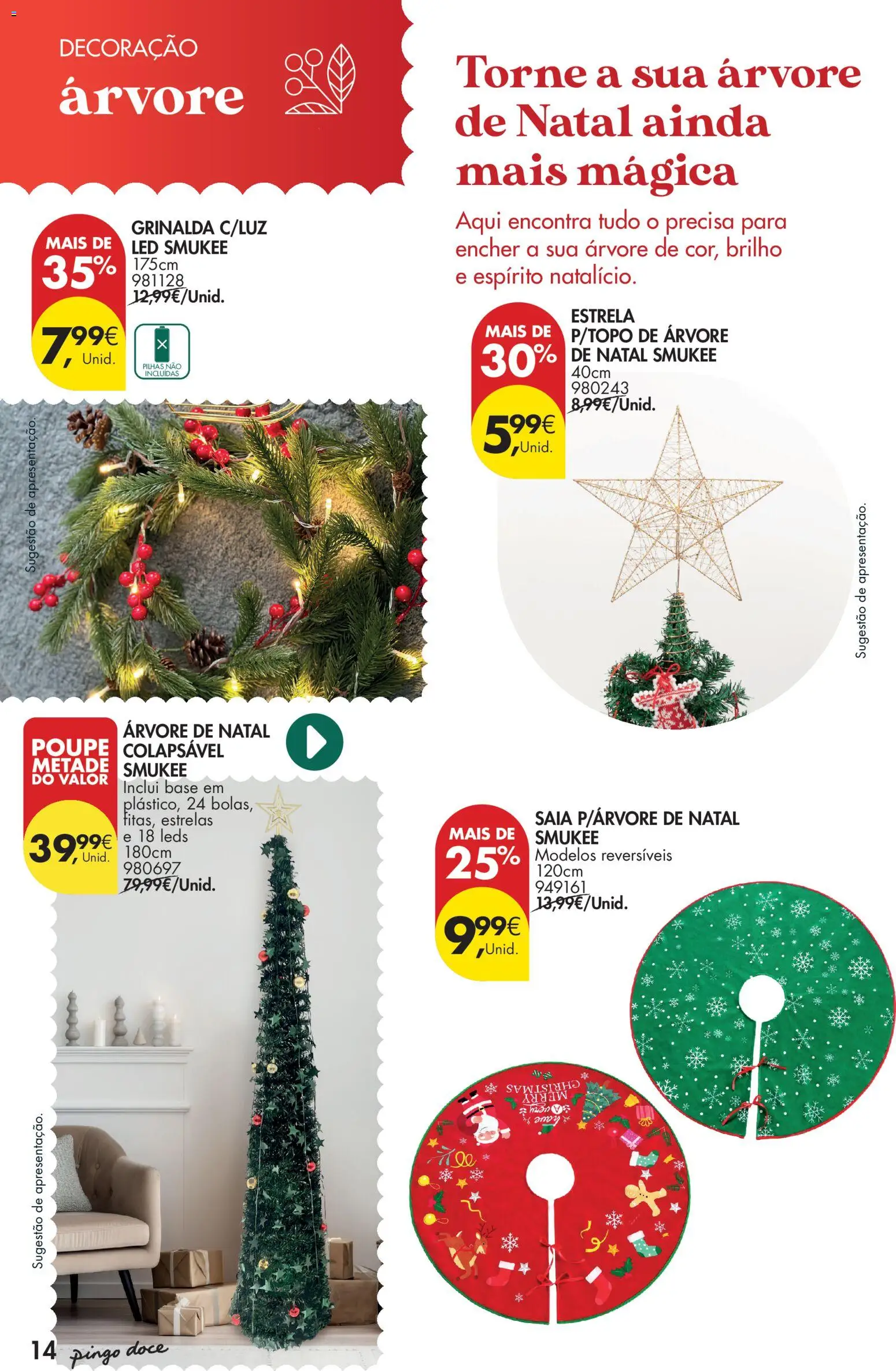 Pingo Doce - Natal │ válido de 11.11.2025 | Página: 14 | Produtos: Árvore de natal, Base, Saia