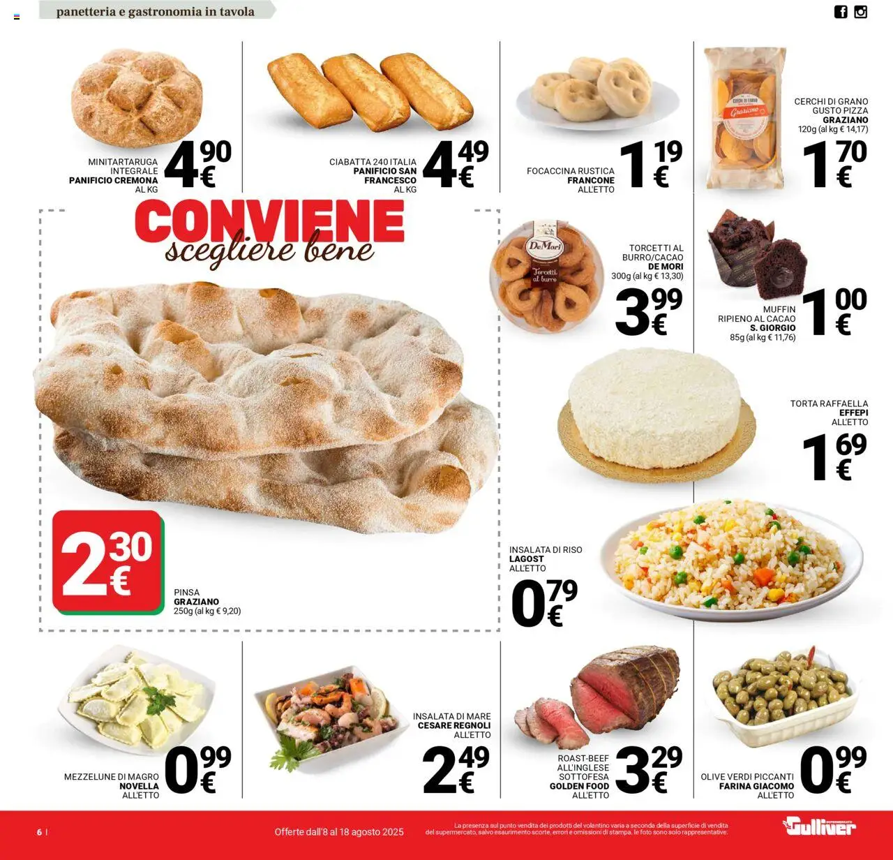 Volantino Gulliver del 08.08.2025 | Pagina: 6 | Prodotti: Riso, Olive, Torta, Insalata di riso