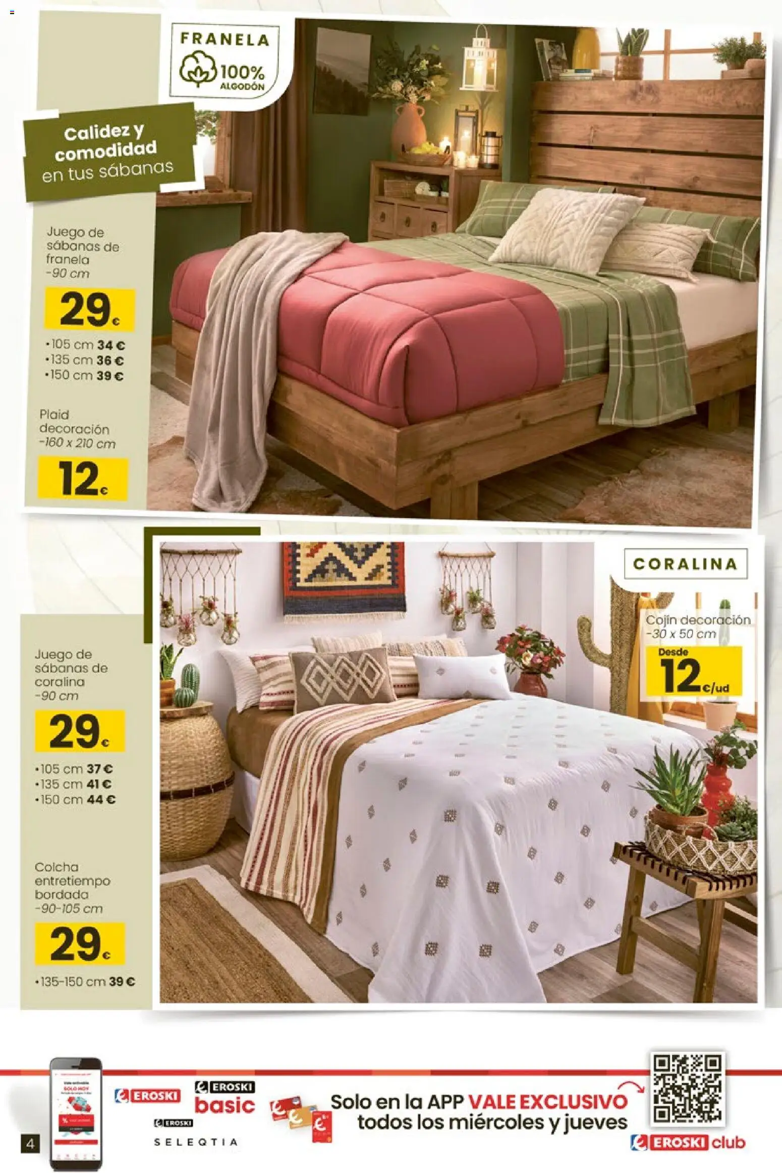 Eroski -  Qué agusto │ válido desde el 07.01.2026 | Página: 4 | Productos: Juego de sábanas, Cojín, Colcha