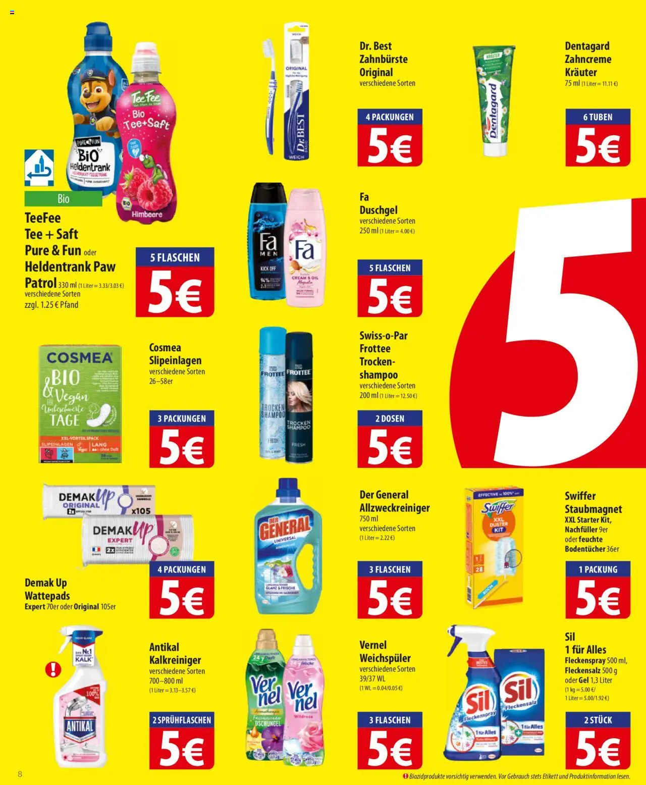 Famila Prospekt 	 - gültig ab dem 25.08.2025 | Seite: 8 | Produkte: Wattepads, Duft, Saft, Vernel