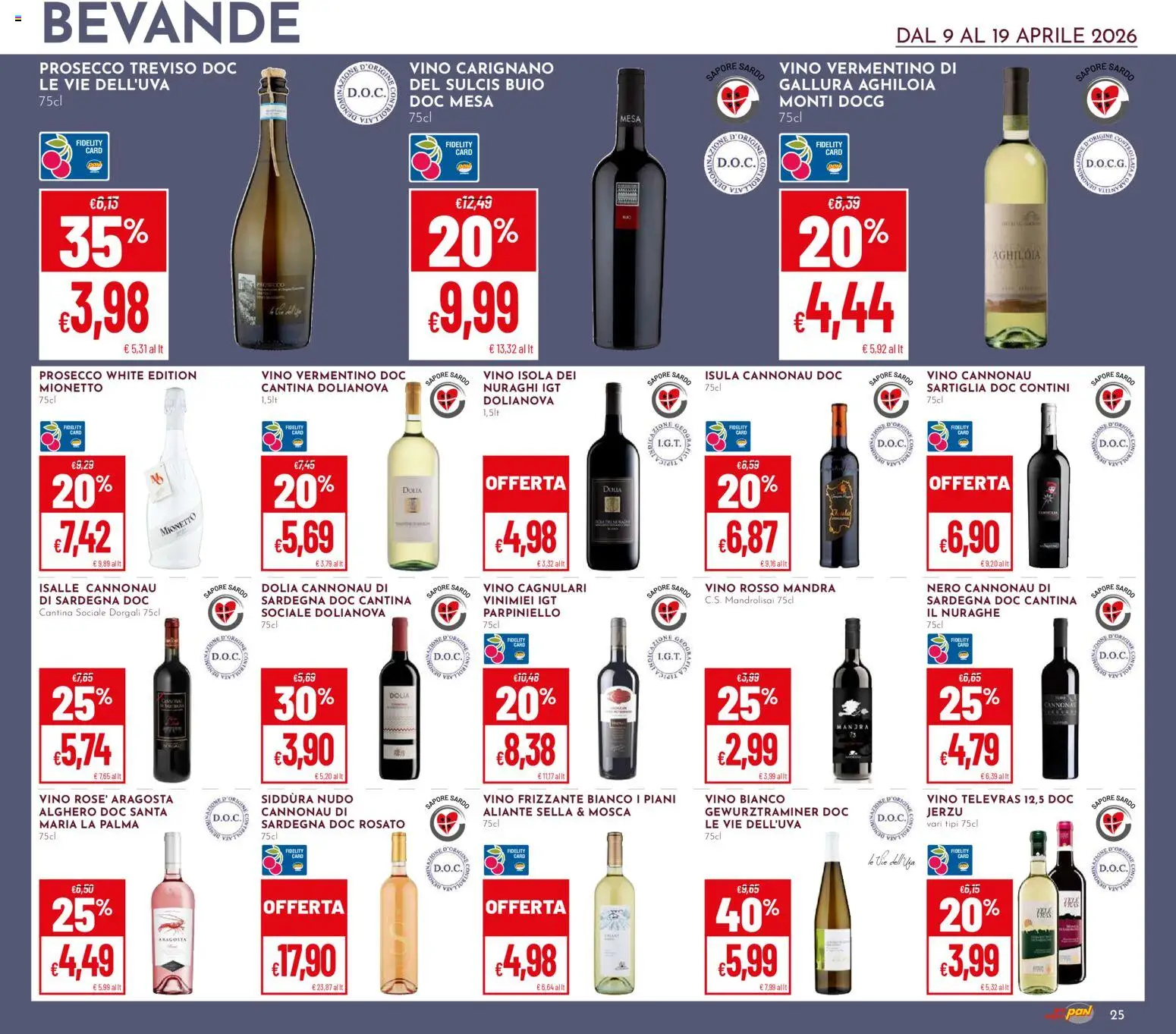 Volantino Pan del 09.04.2026 | Pagina: 25 | Prodotti: Prosecco, Vino, The, Vino bianco