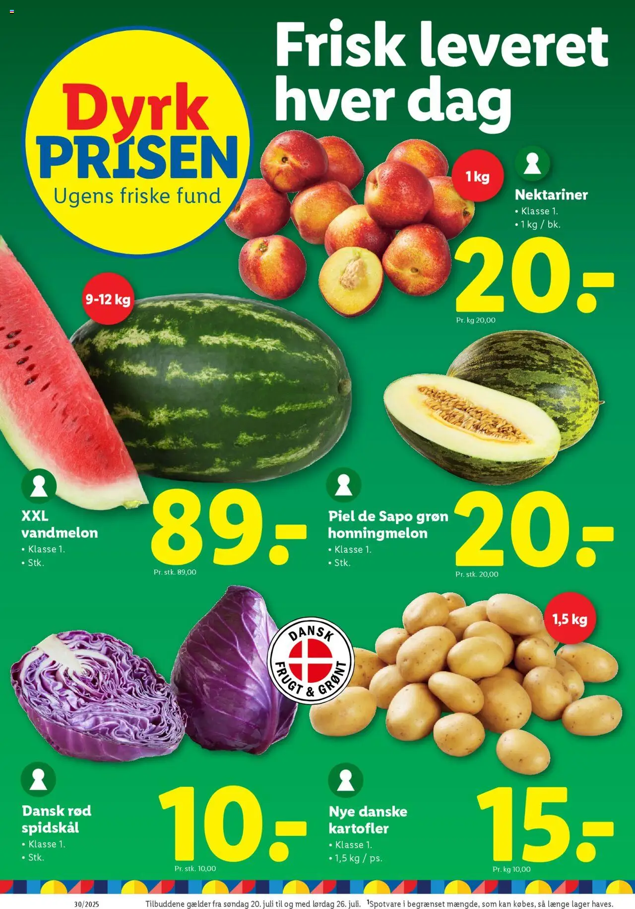 Lidl Tilbudsavis gyldig fra 24.07.2025 | Side: 20 | Produkter: Kartofler, Honningmelon, Spidskål, Nektariner