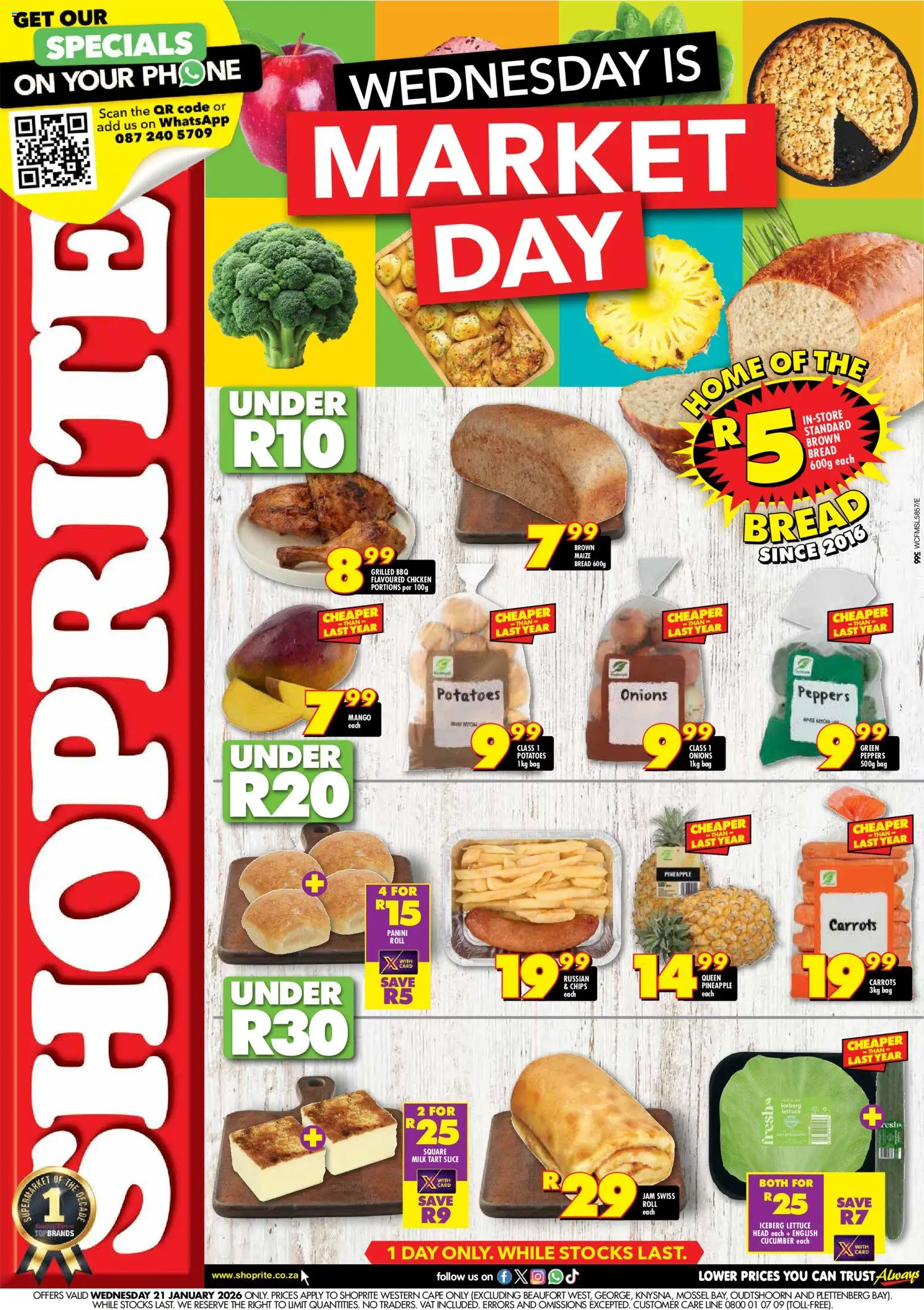 New Shoprite catalogue – valid from 21.01.2026 | Page: 1 | Products: Bag, Pineapple, Carrots, Lettuce
