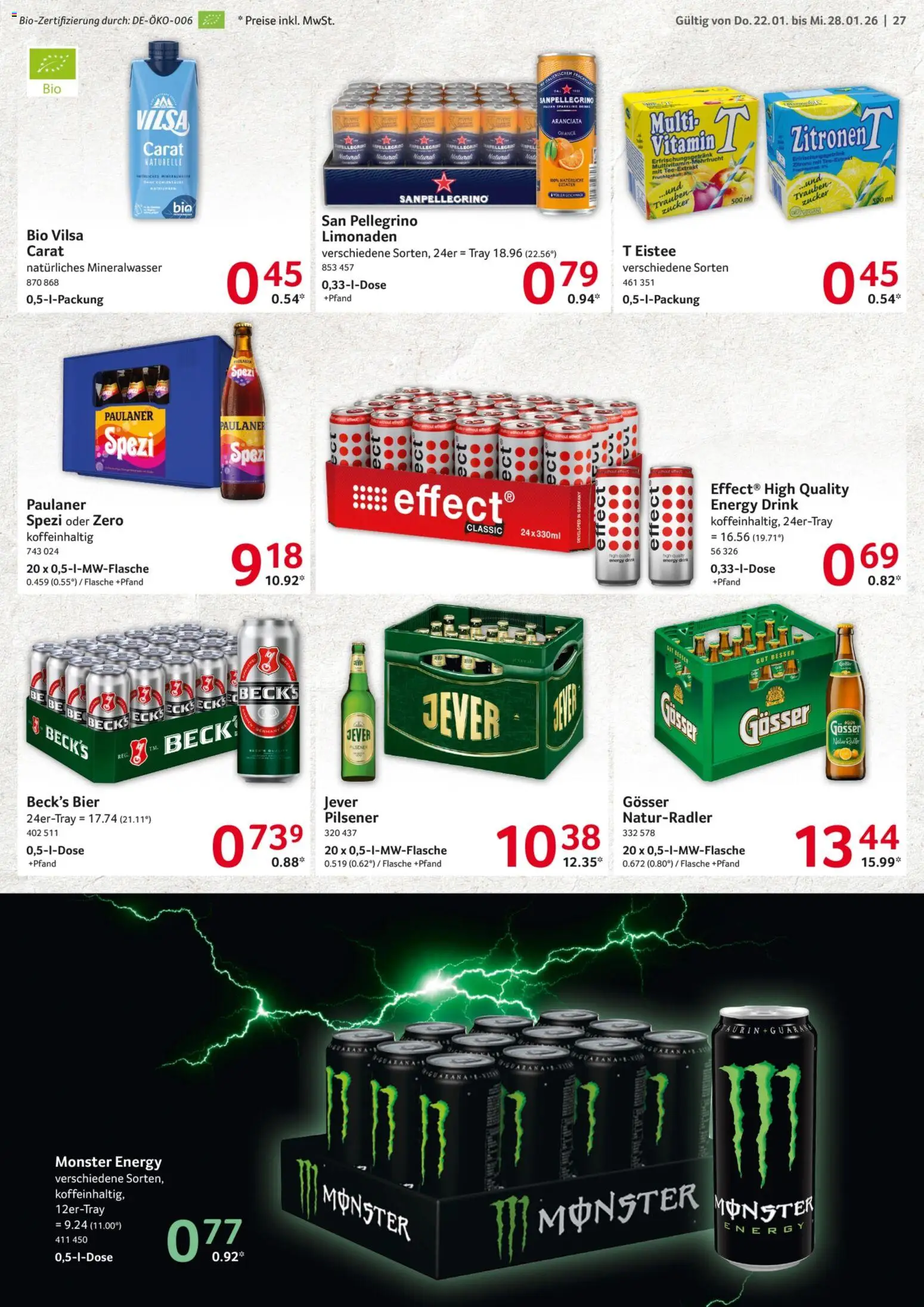 Selgros Prospekt 	 – gültig ab 22.01.2026 | Seite: 27 | Produkte: Mineralwasser, Monster, Zucker, Jever
