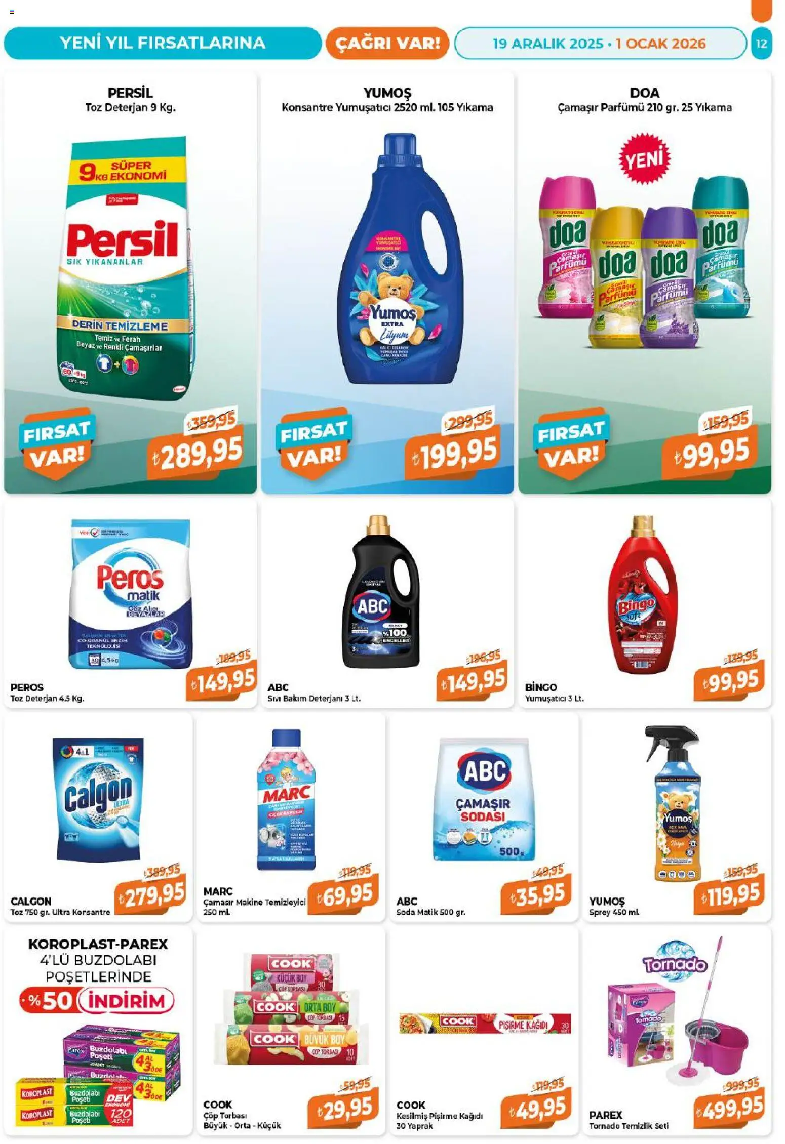 Çağrı Market Katalog - 19.12.2025 tarihinden itibaren geçerlidir | Sayfa: 12 | Ürünler: Yumuşatıcı, Deterjan, Buzdolabı, Ocak