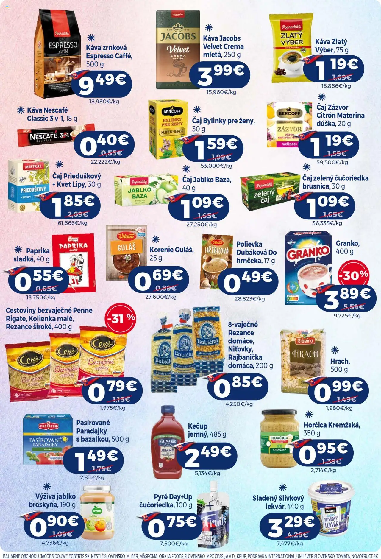 Milk Agro leták │ platný od 27.08.2025 | Strana: 9 | Produkty: Penne, Káva, Čaj, Granko