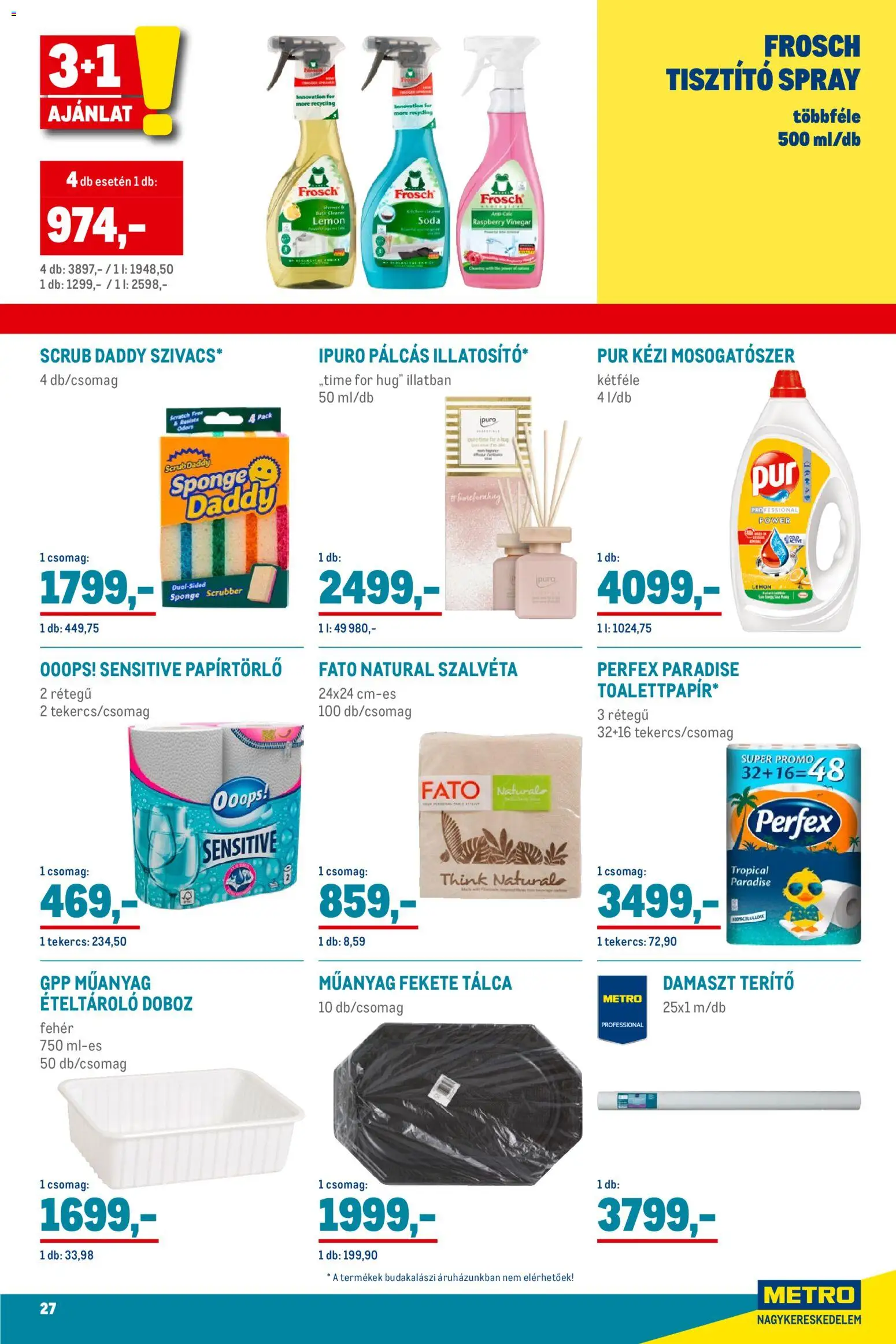 Metro akciós ujság - amely érvényes a következő dátumtól: 01.12.2025 | Oldal: 27 | Termékek: Papírtörlő, Doboz, Mosogatószer