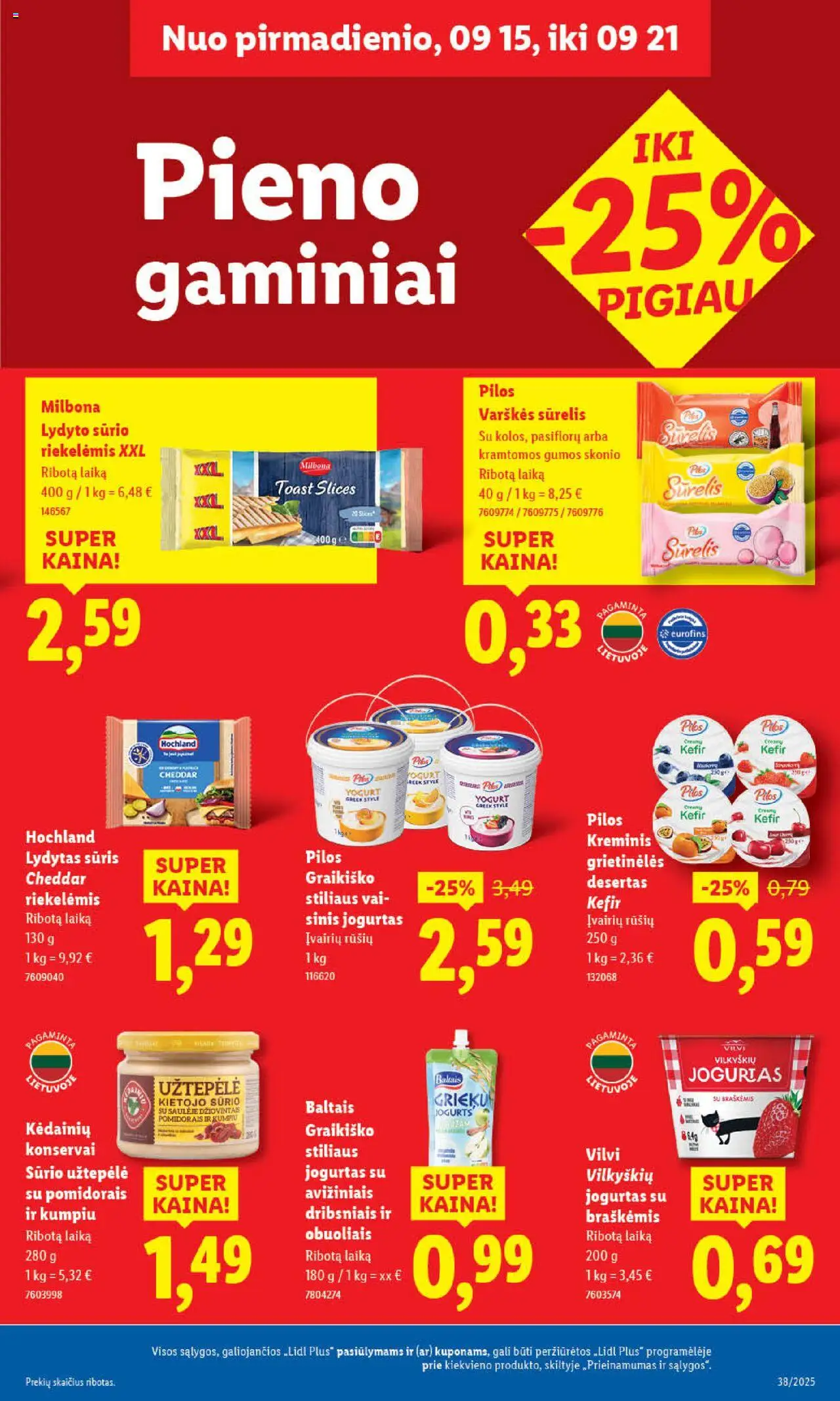 LIDL akcijos nuo 15.09.2025 | Puslapis: 25 | Prekių: Sūrelis, Jogurtas, Konservai, Lydytas sūris