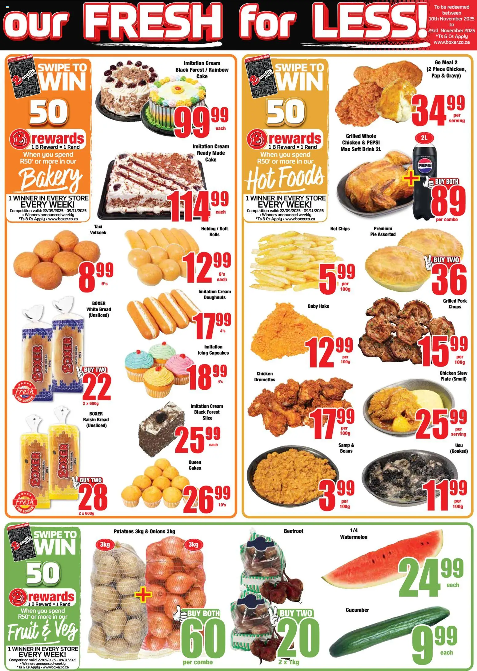 New Boxer catalogue – valid from 23.10.2025 | Page: 3 | Products: Cake, Cream, Salad, Potatoes