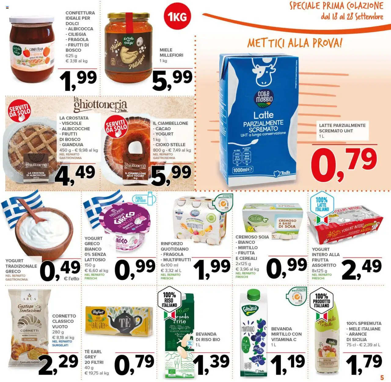 Volantino Todis del 18.09.2025 | Pagina: 5 | Prodotti: Yogurt, Mele, Frutta, Cacao