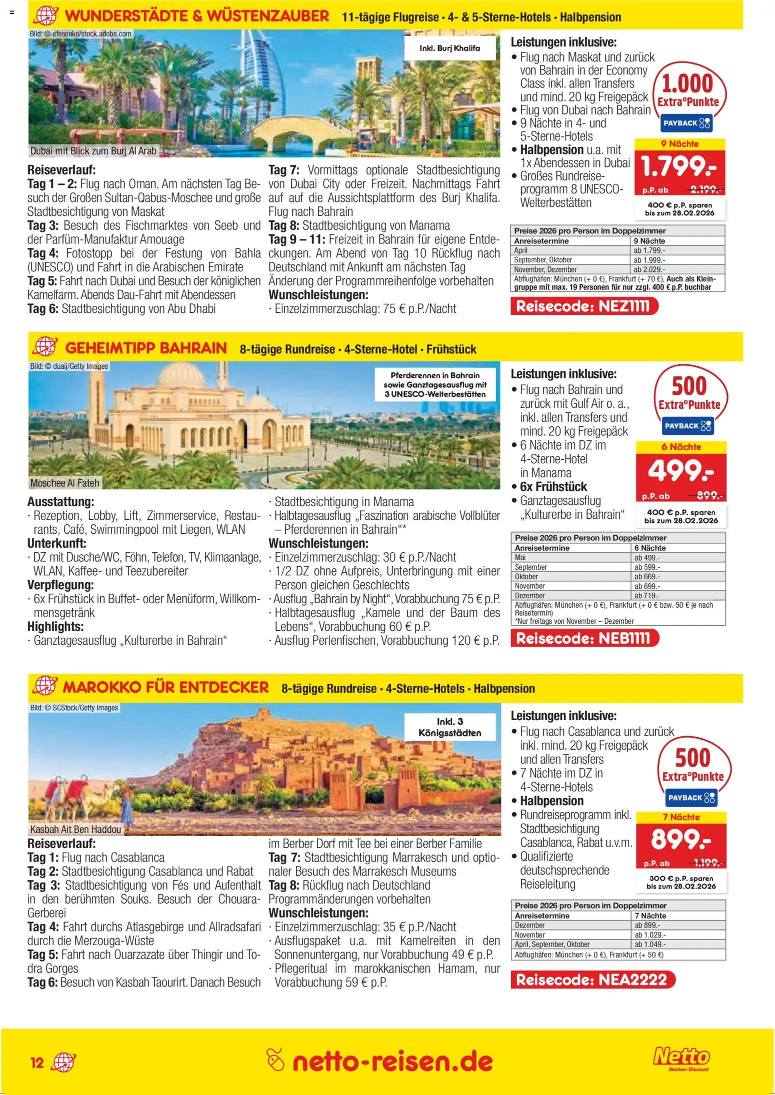 Netto Reisen Reise-Sonderangebote – gültig ab 15.01.2026 | Seite: 12 | Produkte: Kaffee, Tee