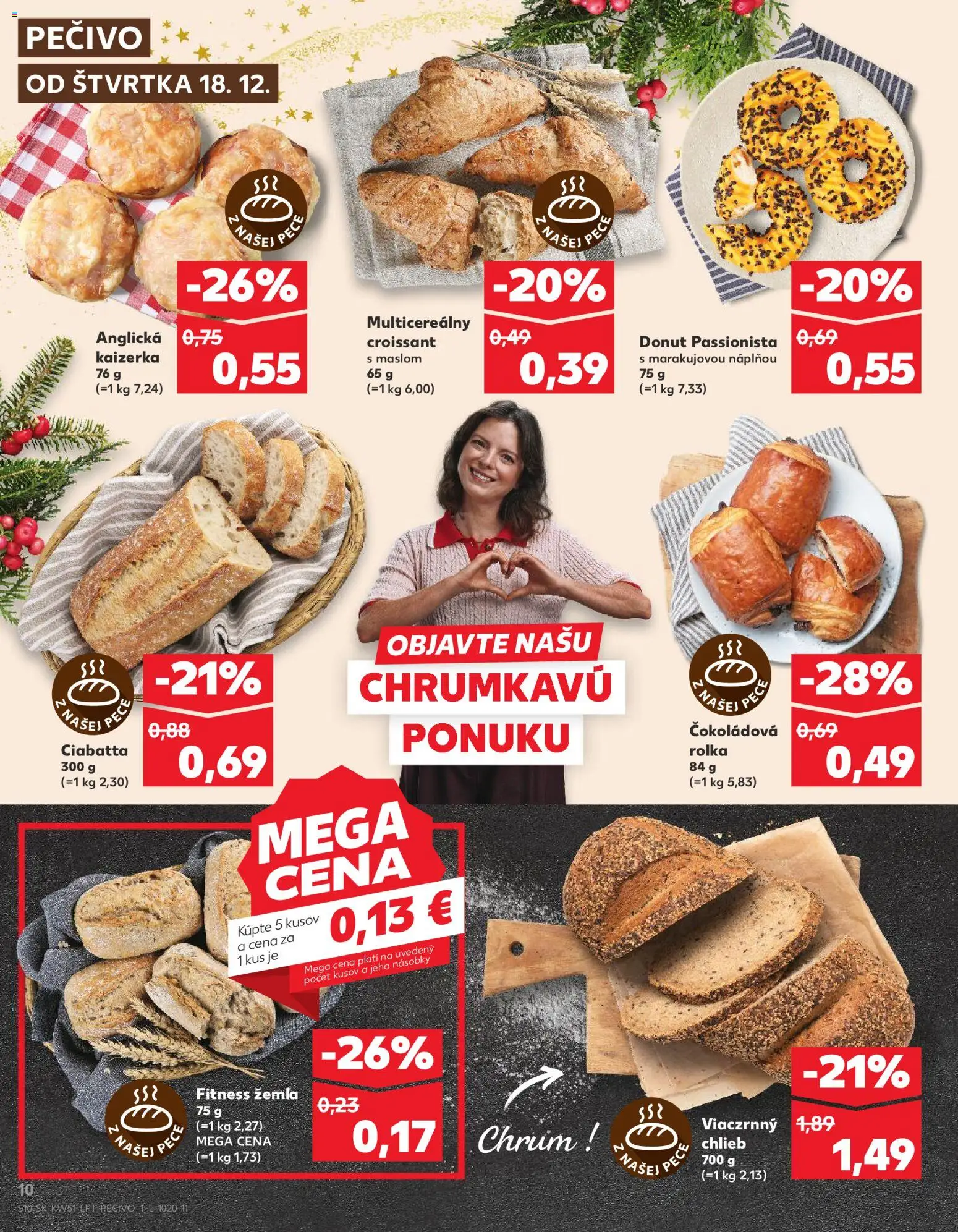 Kaufland SK akciós ujság - amely érvényes a következő dátumtól: 18.12.2025 | Oldal: 10 | Termékek: Croissant, Ciabatta