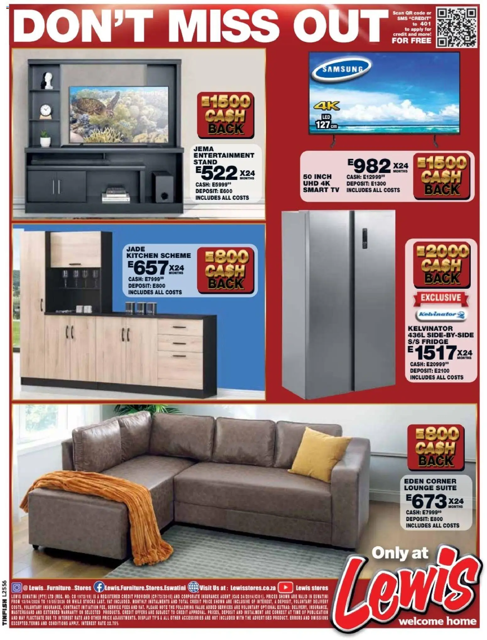 New Lewis Stores catalogue – valid from 13.04.2026 | Page: 4 | Products: TV, Fridge, Lounge suite