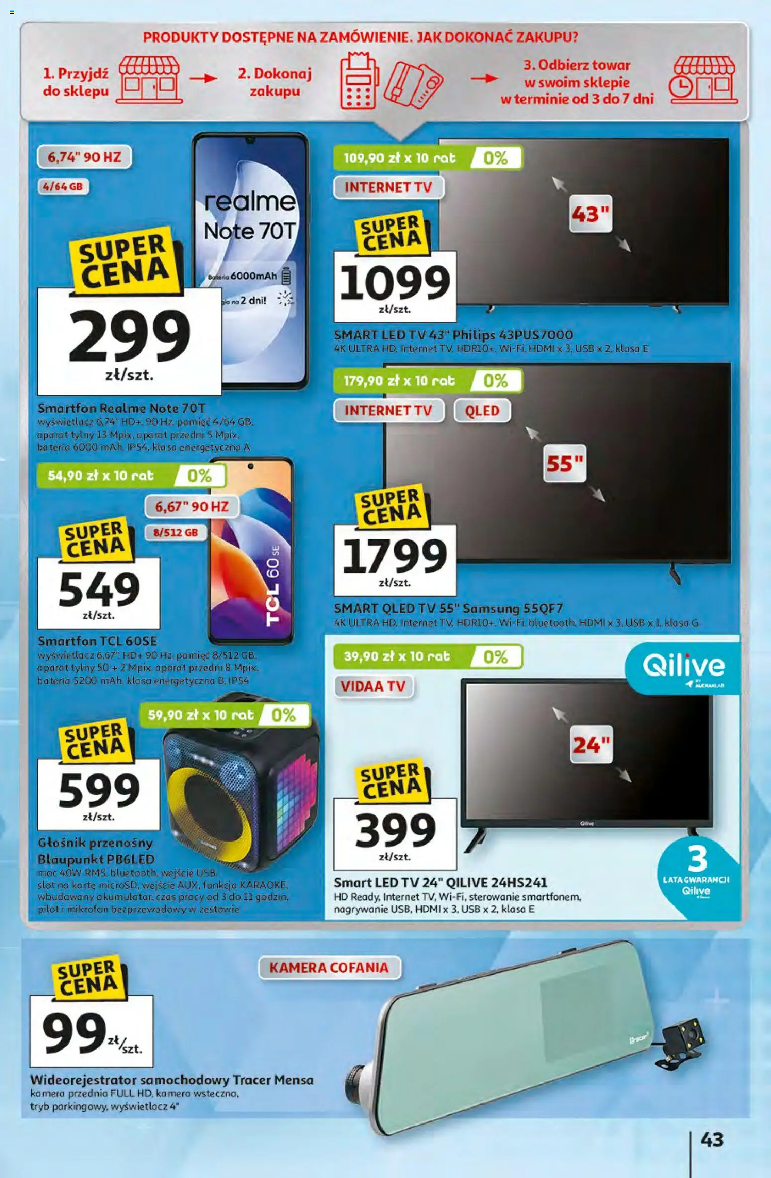 Auchan gazetka - 30 Lat Hipermarket od 16.04.2026 | Strona: 43 | Produkty: Smartfon, Mikrofon, USB, Bateria