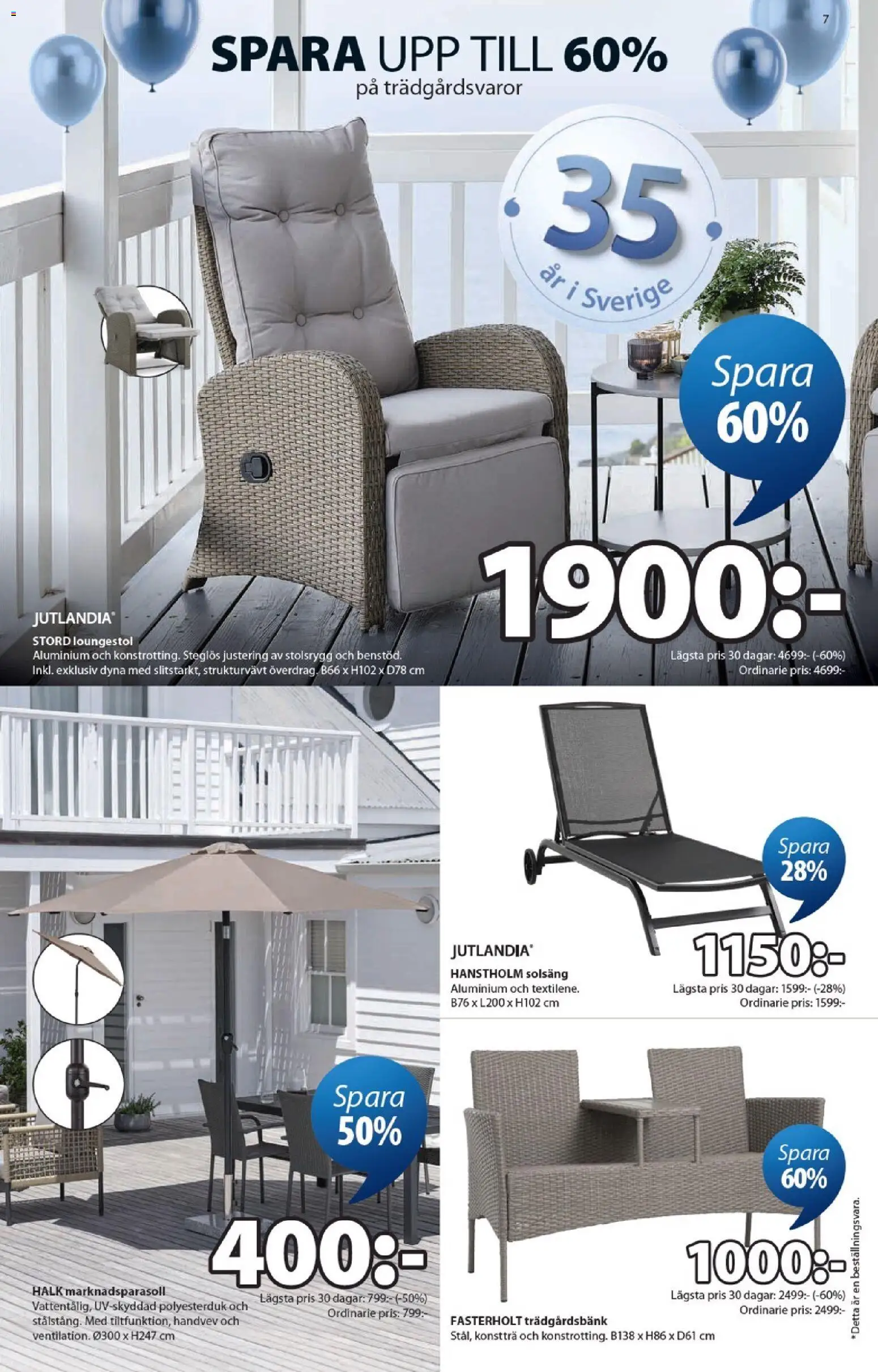 JYSK reklamblad aktuell från 30.03.2026 | Sida: 7 | Produkter: Solsäng, Loungestol