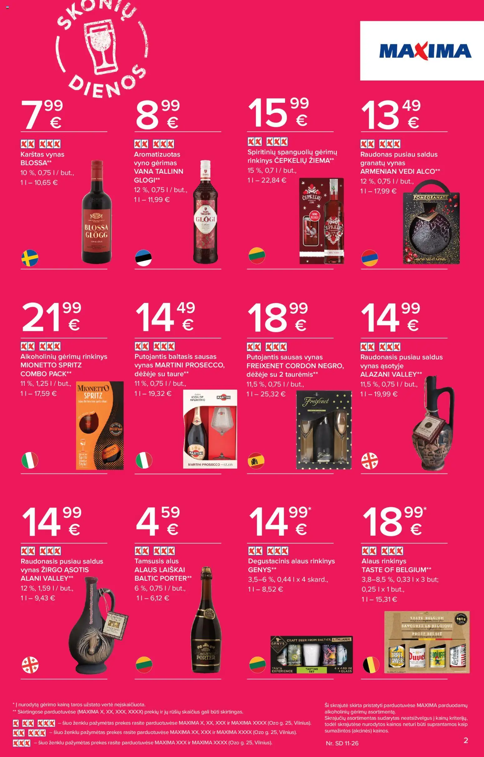 MAXIMA akcijos nuo 13.11.2025 | Puslapis: 2 | Prekių: Taurė, Vynas, Alus