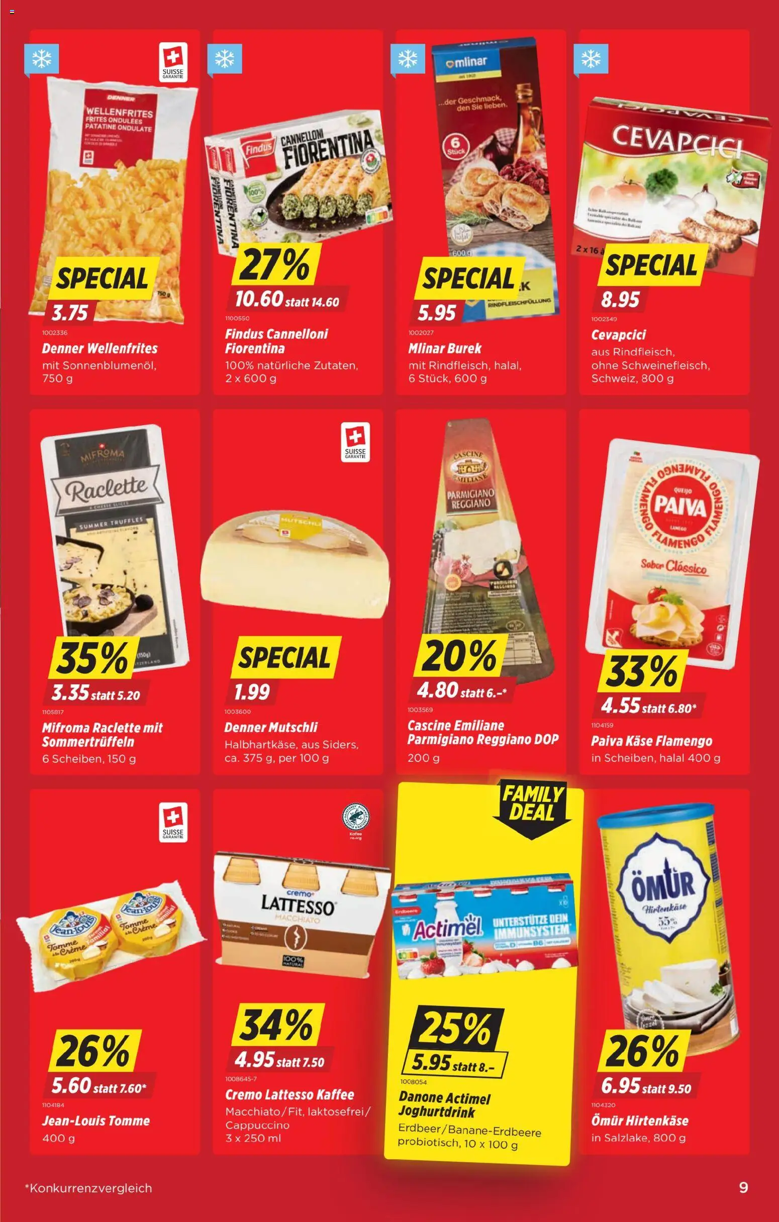 Denner aktionen – gültig ab 12.03.2026 | Seite: 9 | Produkte: Actimel, Feta, Cevapcici, Raclette