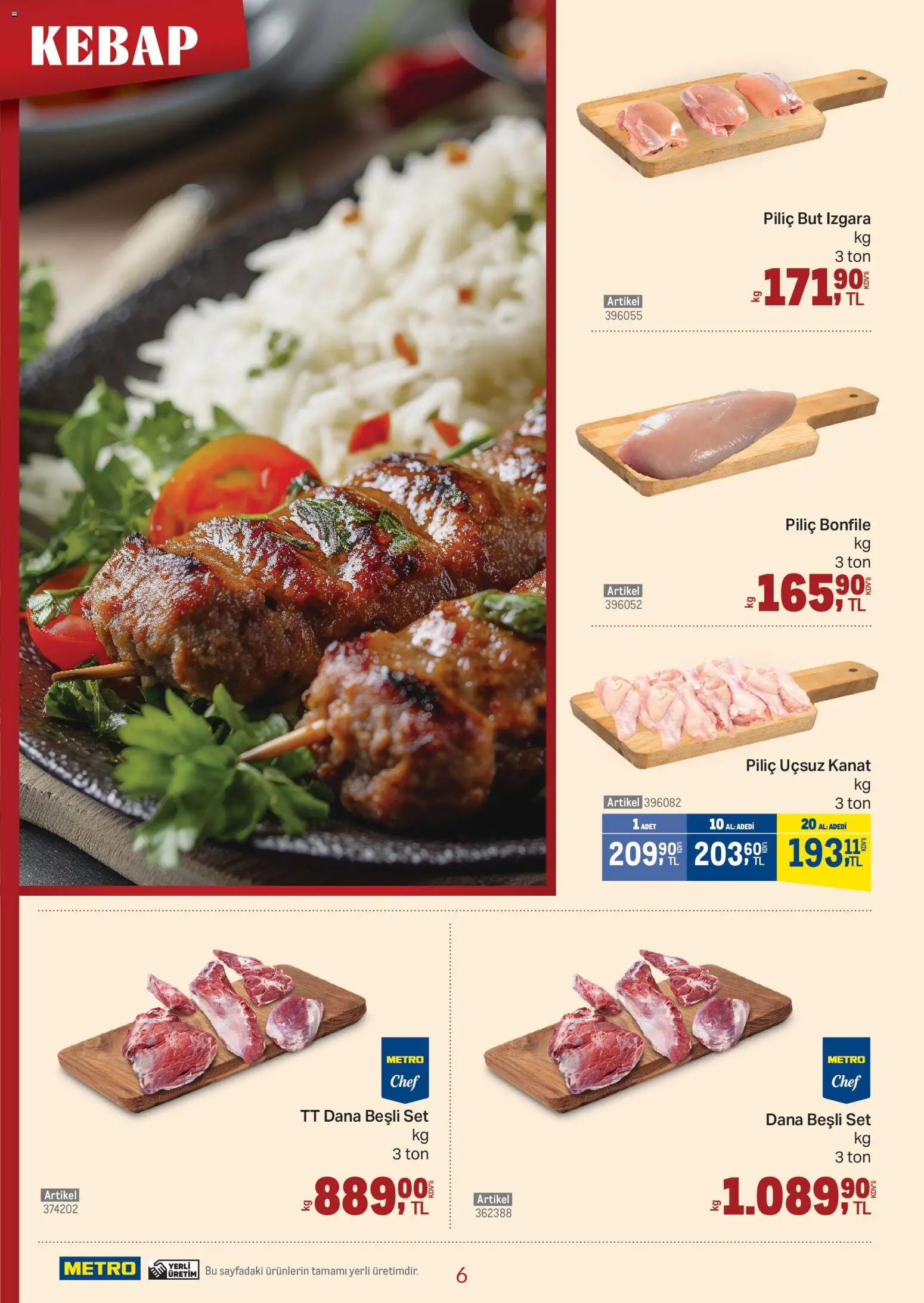 Metro - Kebap Restoranları - 11.03.2026 tarihinden itibaren geçerlidir | Sayfa: 6 | Ürünler: Piliç, Piliç bonfile, Izgara