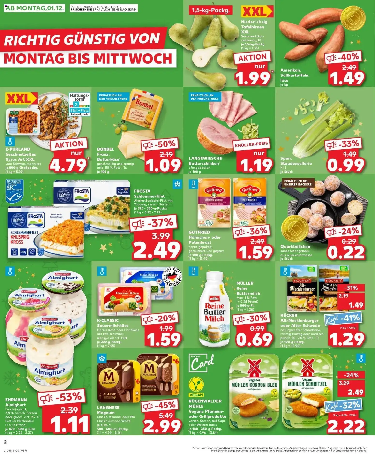 Kaufland prospekt Coswig	 – gültig ab 30.11.2025 | Seite: 2 | Produkte: Bäckerei, Milch, Käse, Frosta
