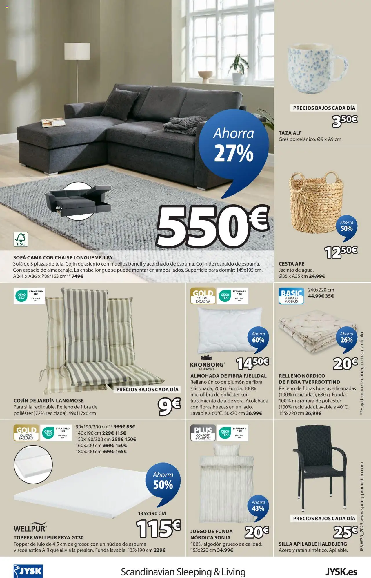JYSK Grandes ofertas │ válido desde el 03.06.2025 | Página: 25 | Productos: Silla apilable, Funda, Cama, Almohada
