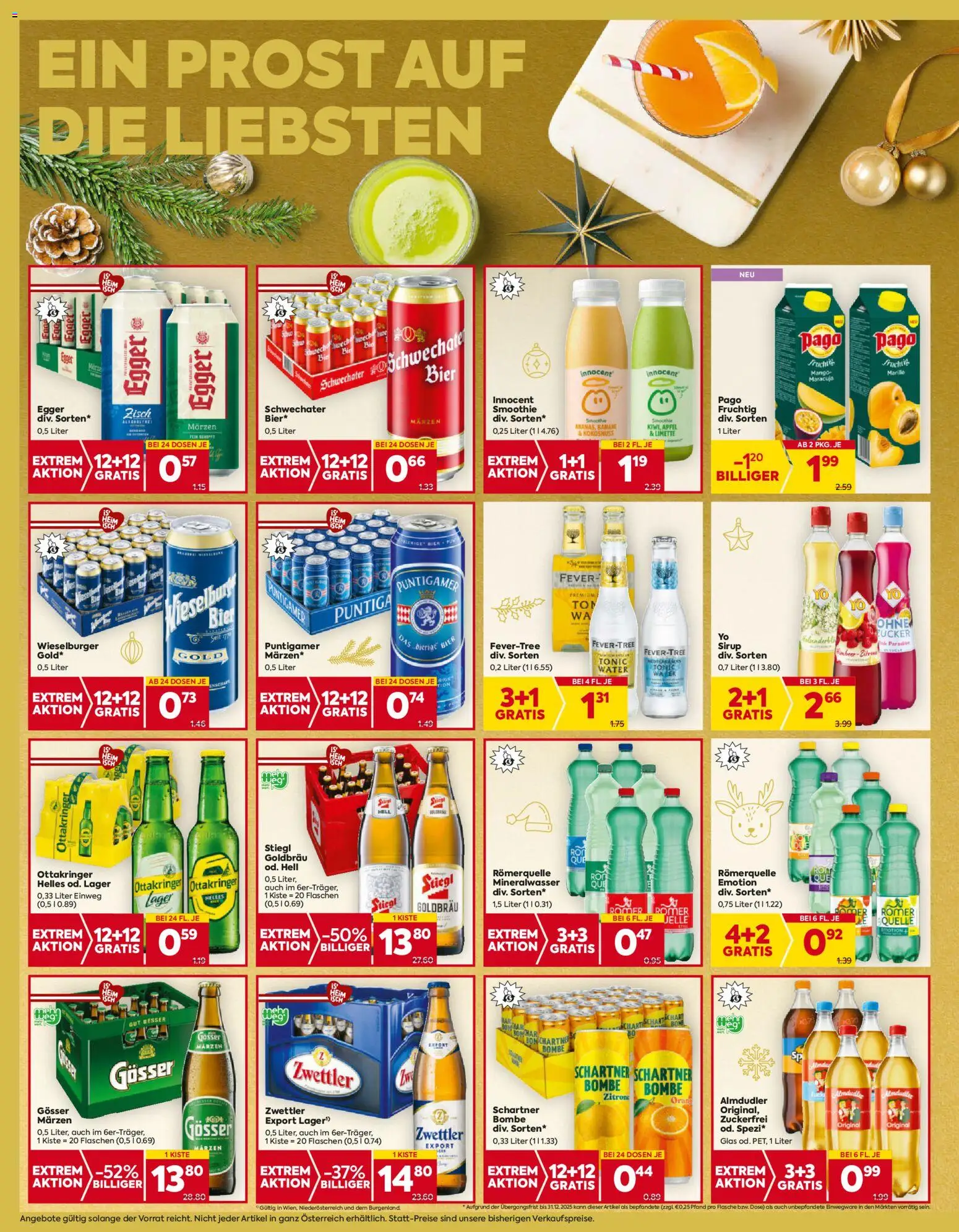 Billa AT akciós ujság - amely érvényes a következő dátumtól: 11.12.2025 | Oldal: 12 | Termékek: Tonic, Gösser, Kiwi, Smoothie