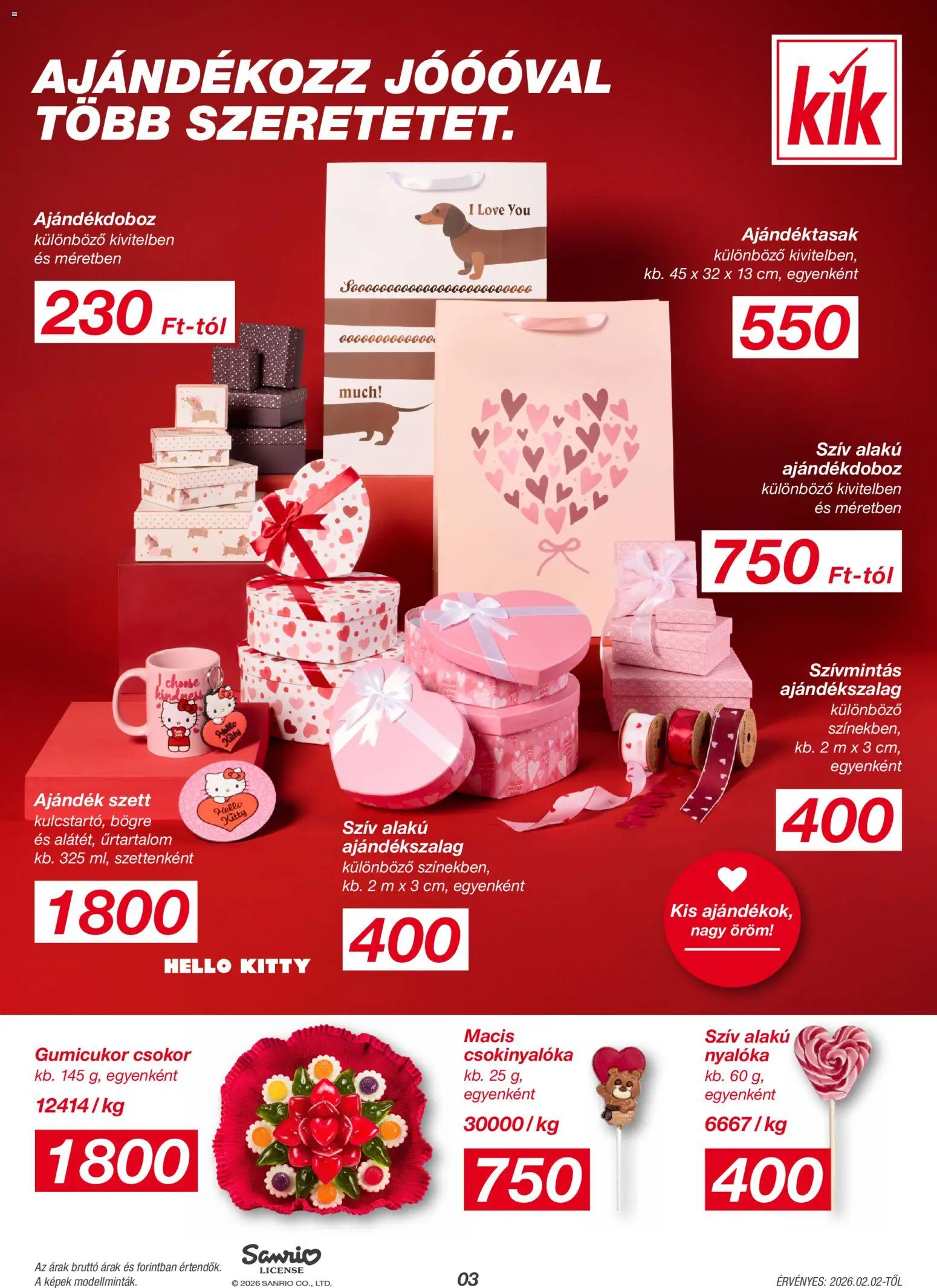 Kik akciós ujság - amely érvényes a következő dátumtól: 02.02.2026 | Oldal: 3 | Termékek: Gumicukor, Nyalóka, Bögre