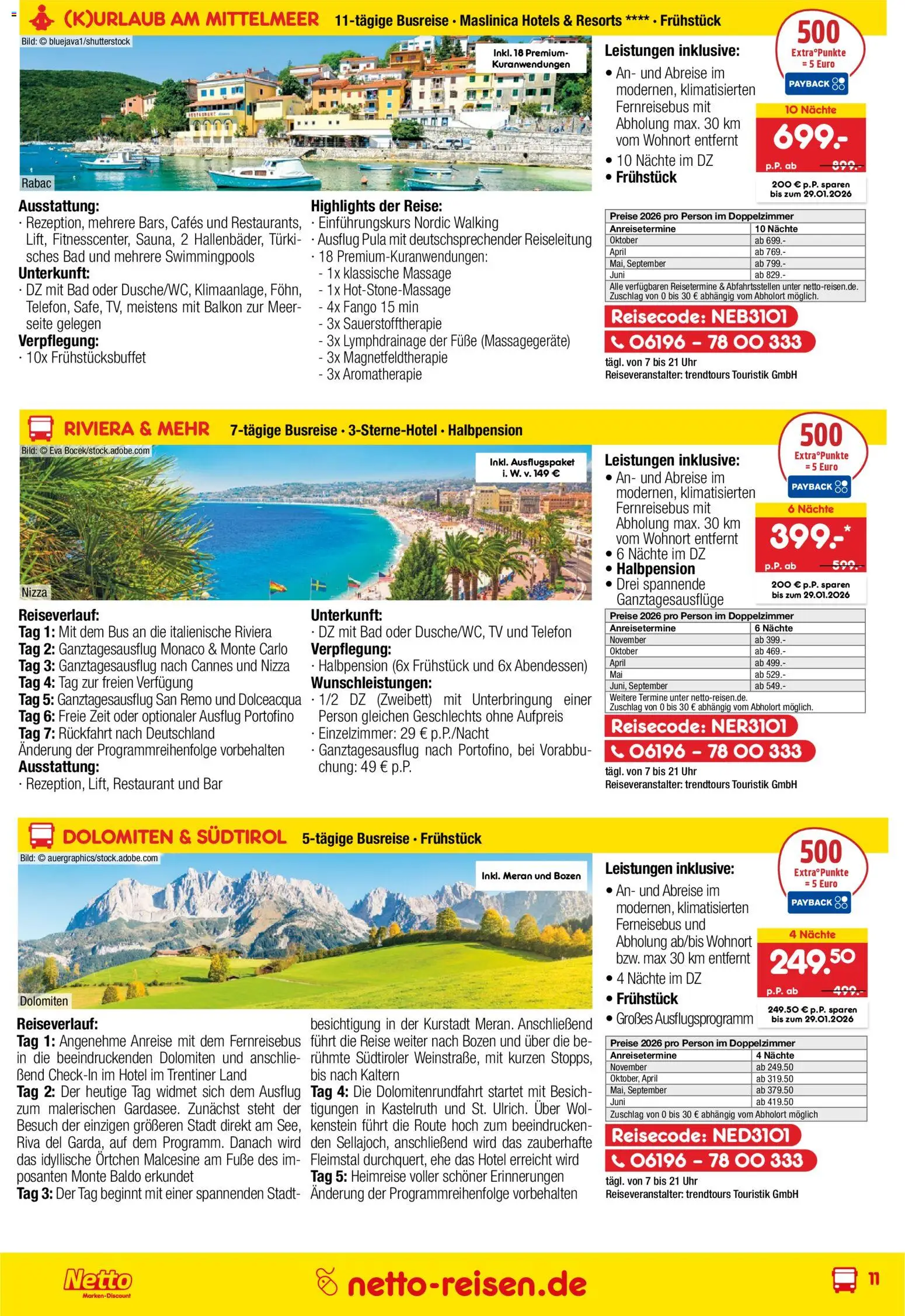 Netto Reisen Prospekt 	 – gültig ab 29.12.2025 | Seite: 11 | Produkte: Bad, Walking, Uhr, TV