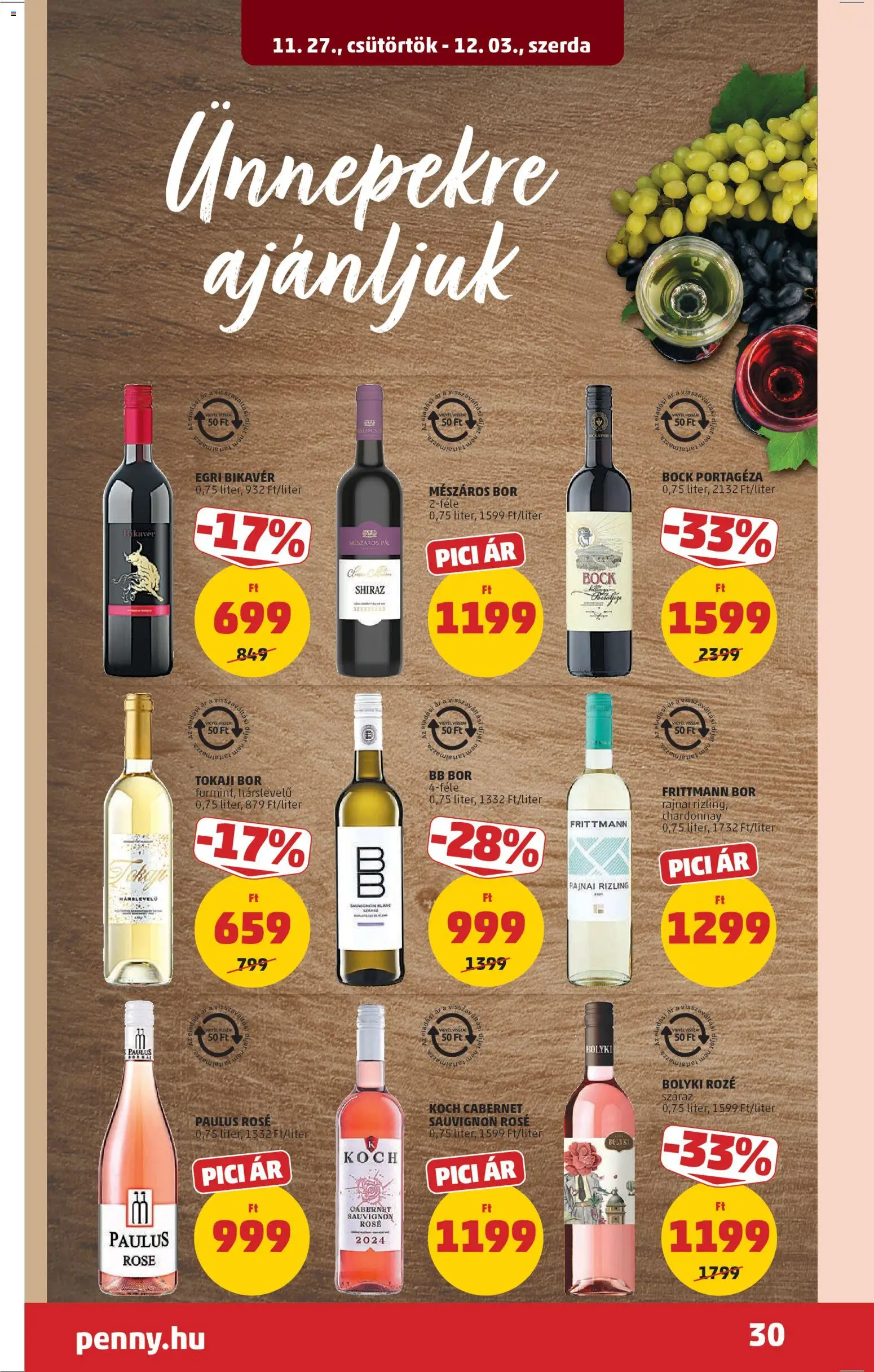 PENNY akciós ujság - amely érvényes a következő dátumtól: 27.11.2025 | Oldal: 34 | Termékek: Bor