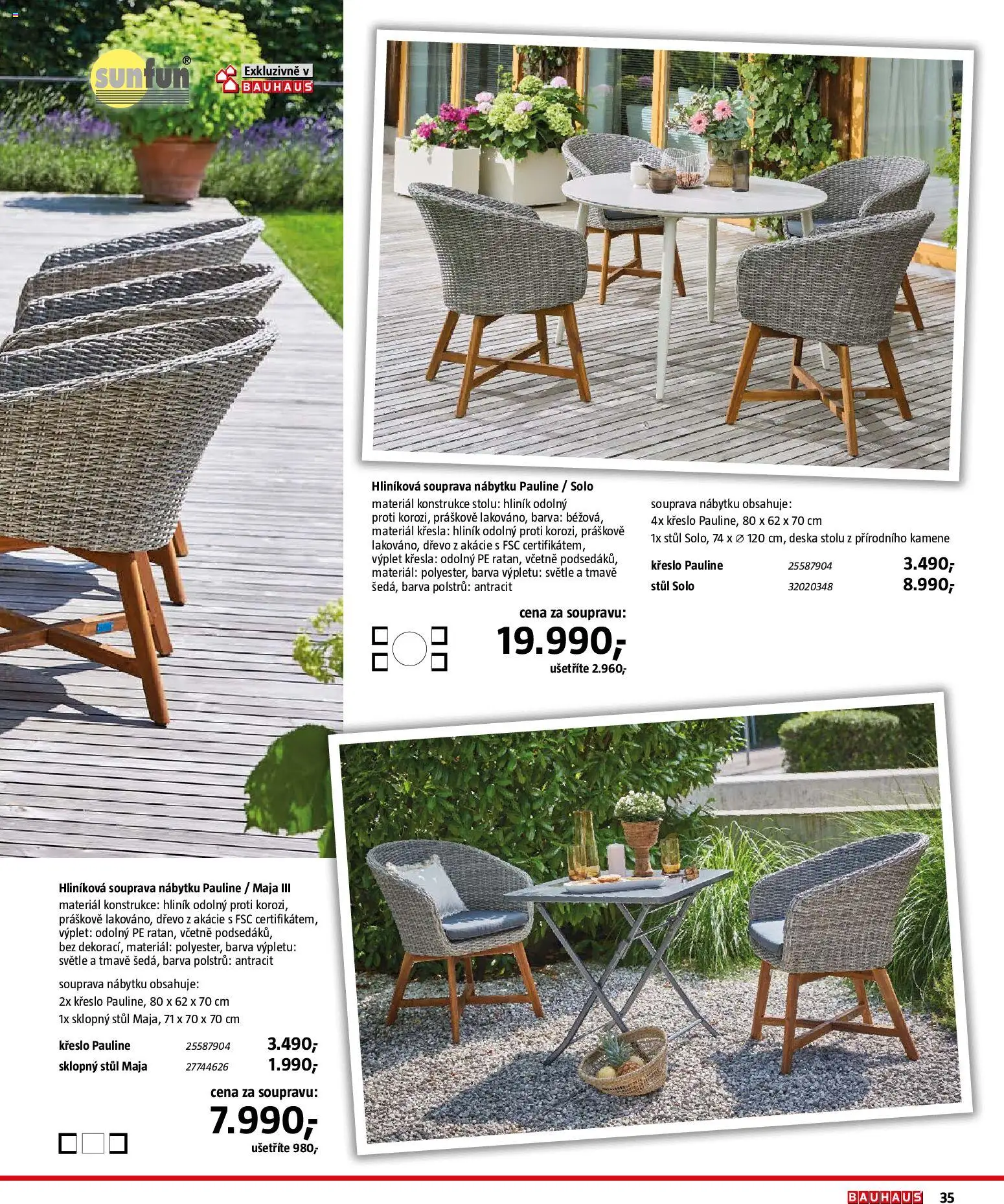 Bauhaus katalog Záhradní nábytek od 08.04.2026 | Strana: 35 | Produkty: Křesla, Křeslo, Stůl