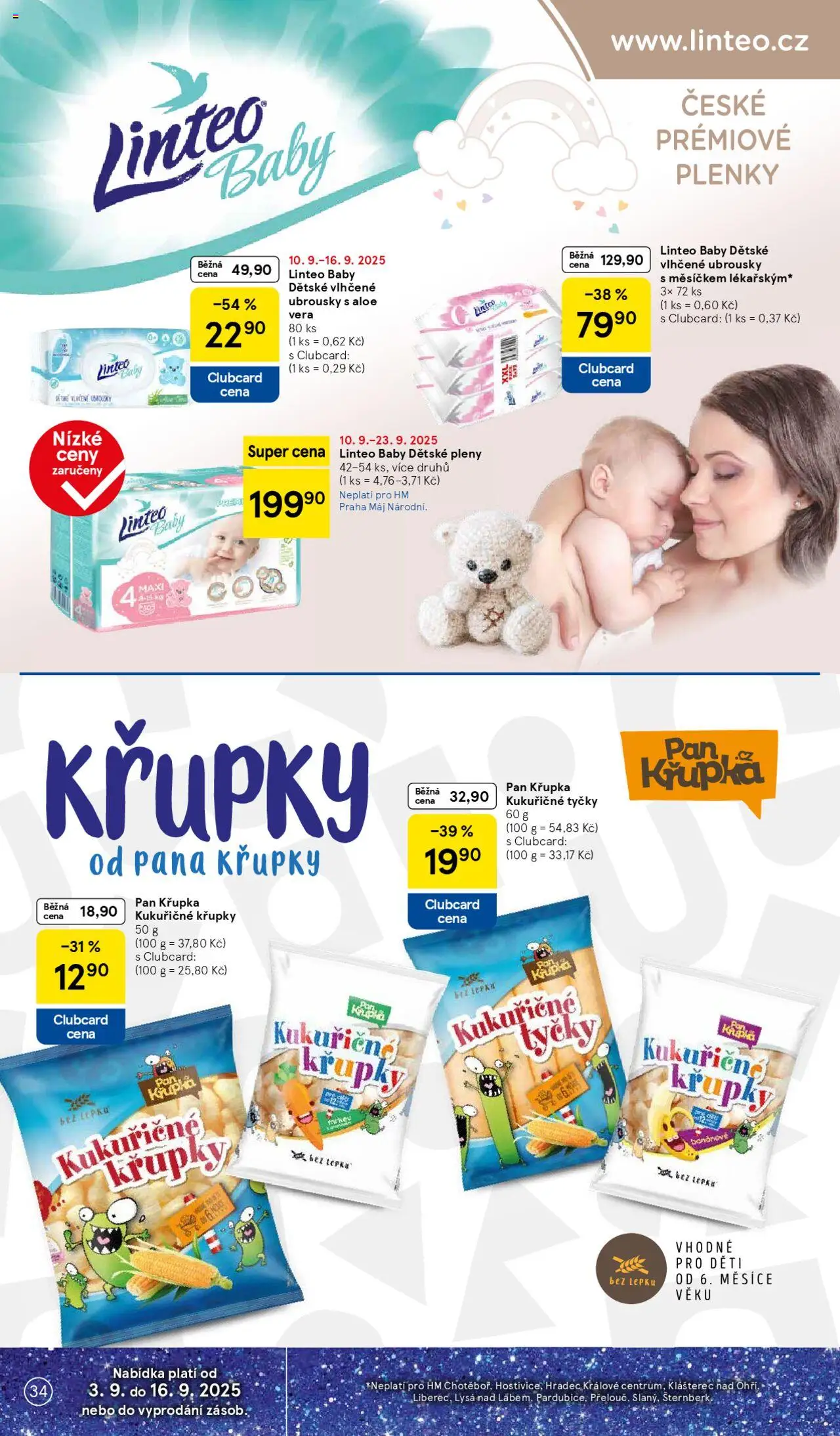 Tesco leták - Hypermarket od 10.09.2025 | Strana: 34 | Produkty: Vlhčené ubrousky, Mrkev, Plenky, Pleny
