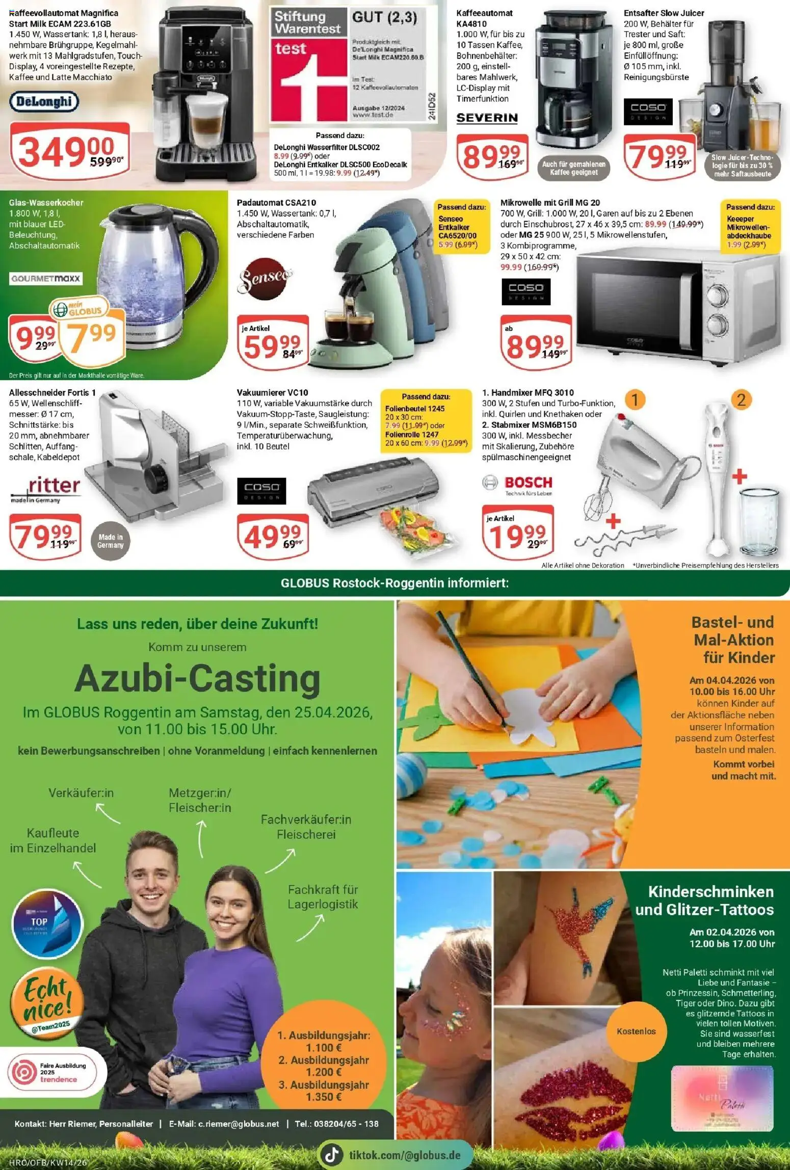 Globus prospekt Rostock	 – gültig ab 29.03.2026 | Seite: 27 | Produkte: Bosch, Kaffee, Handmixer, Saft