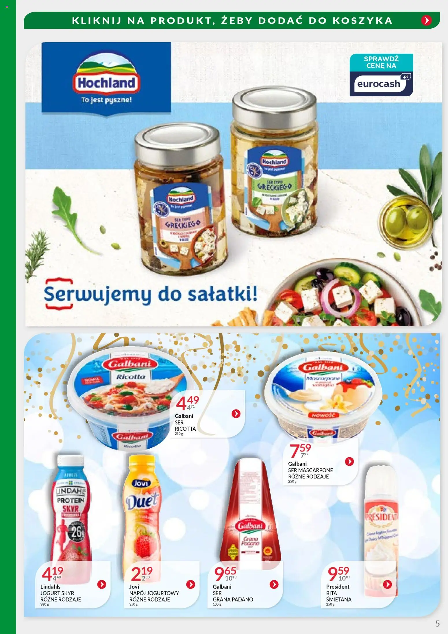 Eurocash Gazetka - Handlowa MR Południowy-Wschód od 22.12.2025 | Strona: 5 | Produkty: Grana padano, Ser mascarpone, Śmietana, Ricotta