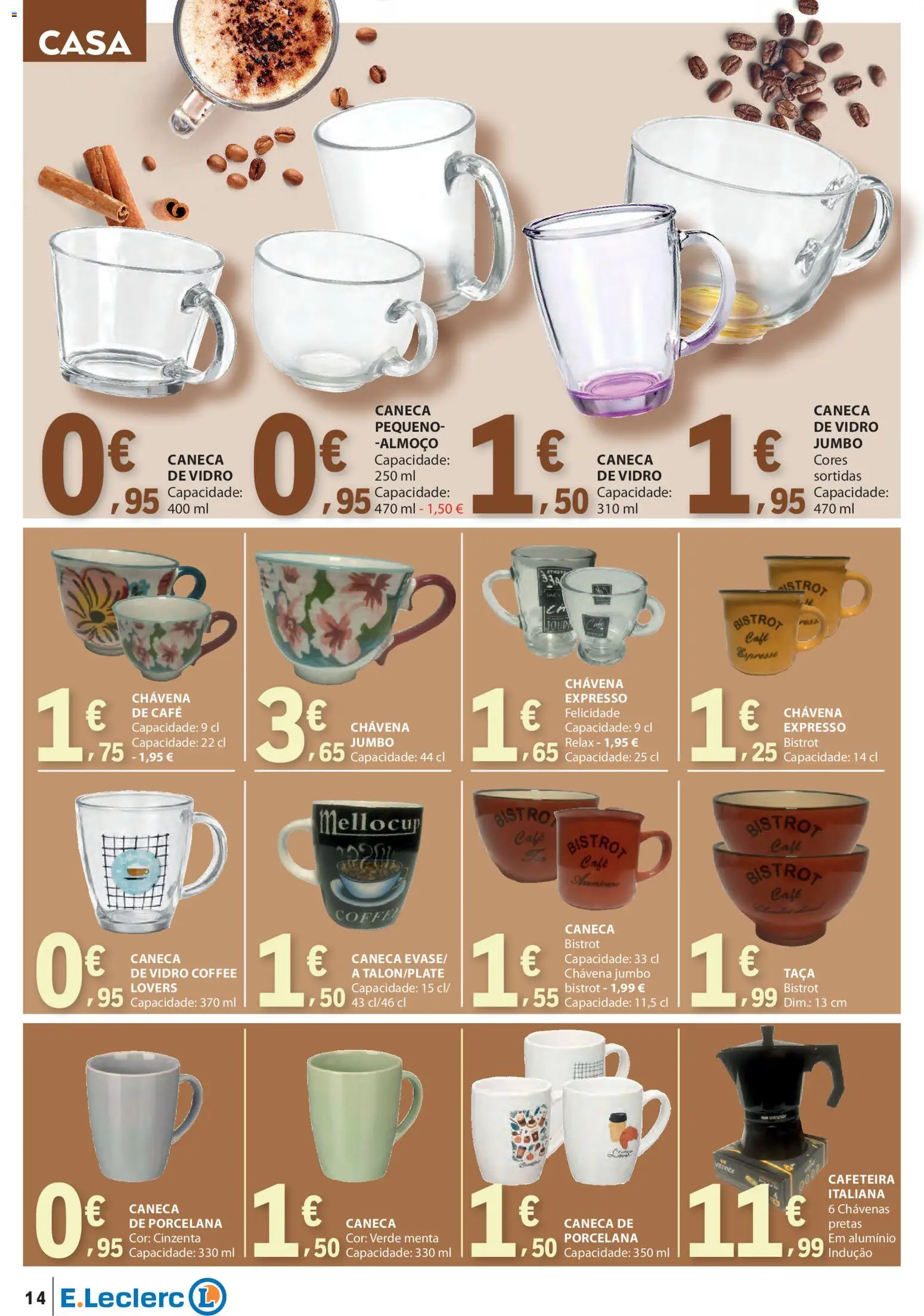 E.Leclerc - Folheto Especial Bebidas Quentes │ válido de 28.10.2025 | Página: 14 | Produtos: Cafeteira, Caneca, Chávenas, Café