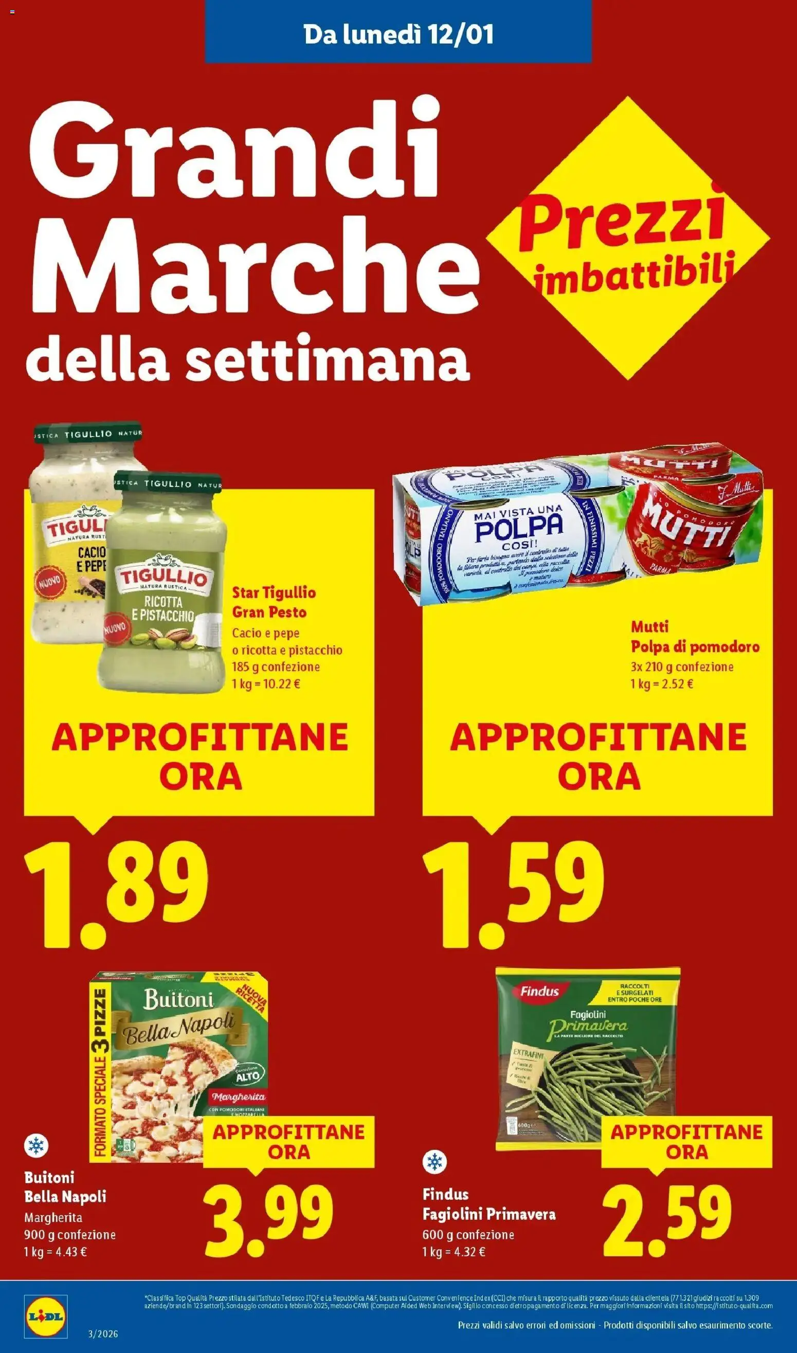 Volantino Lidl del 12.01.2026 | Pagina: 12 | Prodotti: Pizza, Pepe, Pesto, Ricotta