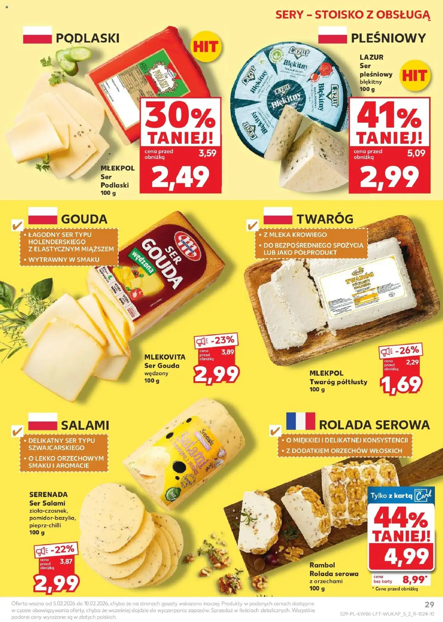 Kaufland gazetka od 05.02.2026 | Strona: 29 | Produkty: Rolada, Sery, Salami, Twaróg