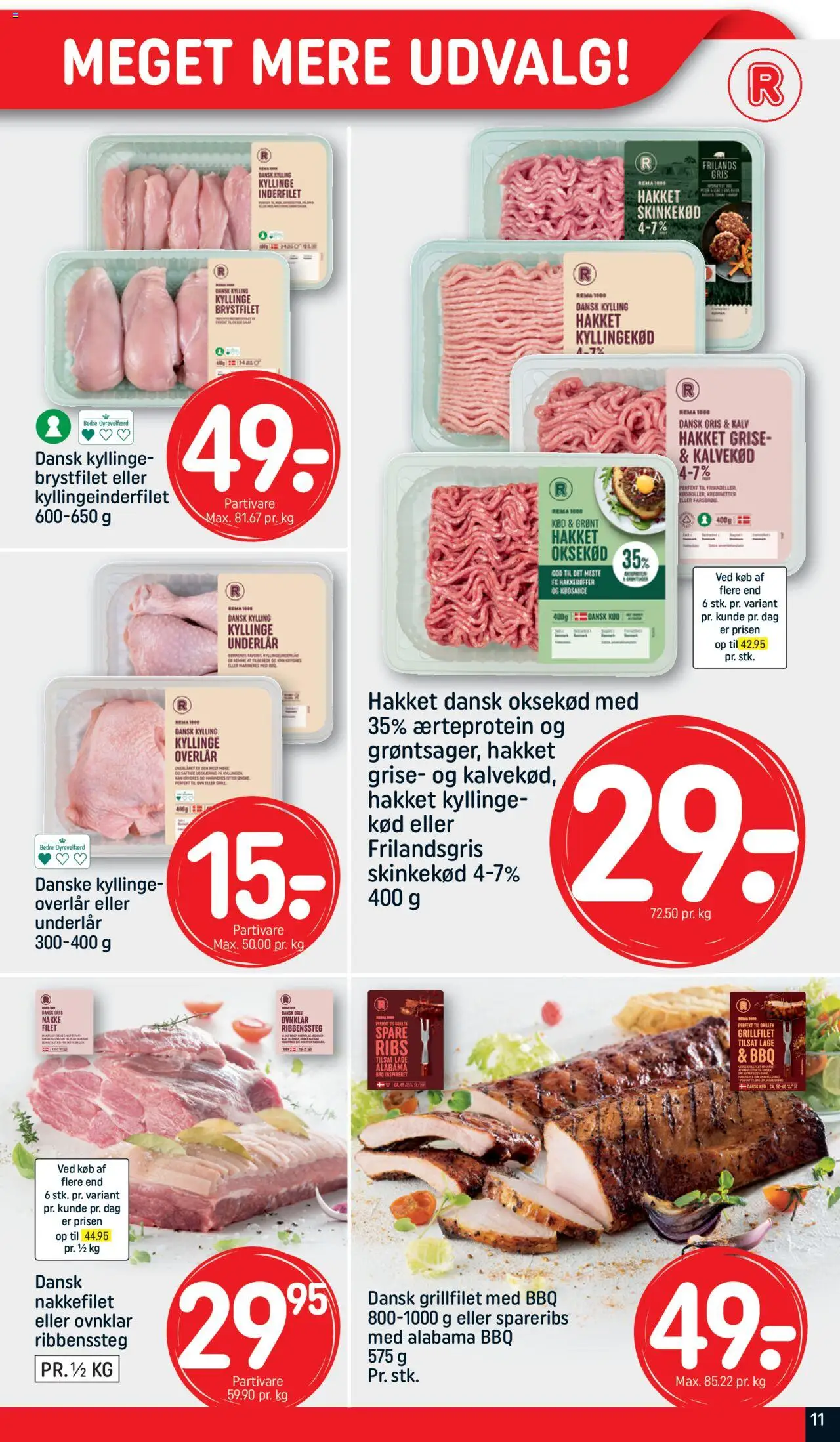 Rema 1000 tilbudsavis – gyldig fra 14.09.2025 | Side: 11 | Produkter: Ribs, Oksekød, Spareribs, Nakkefilet