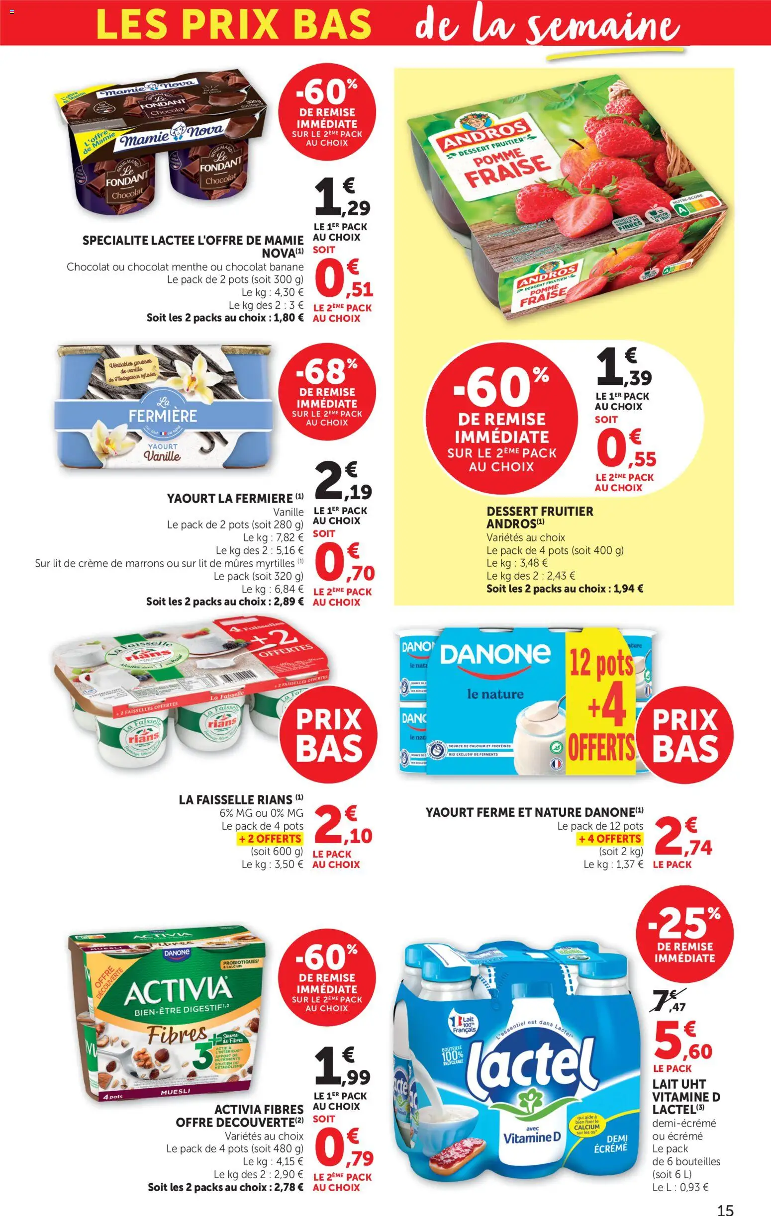 {H1} | Page: 15 | Produits: Pomme, Lait, Chocolat, Crème