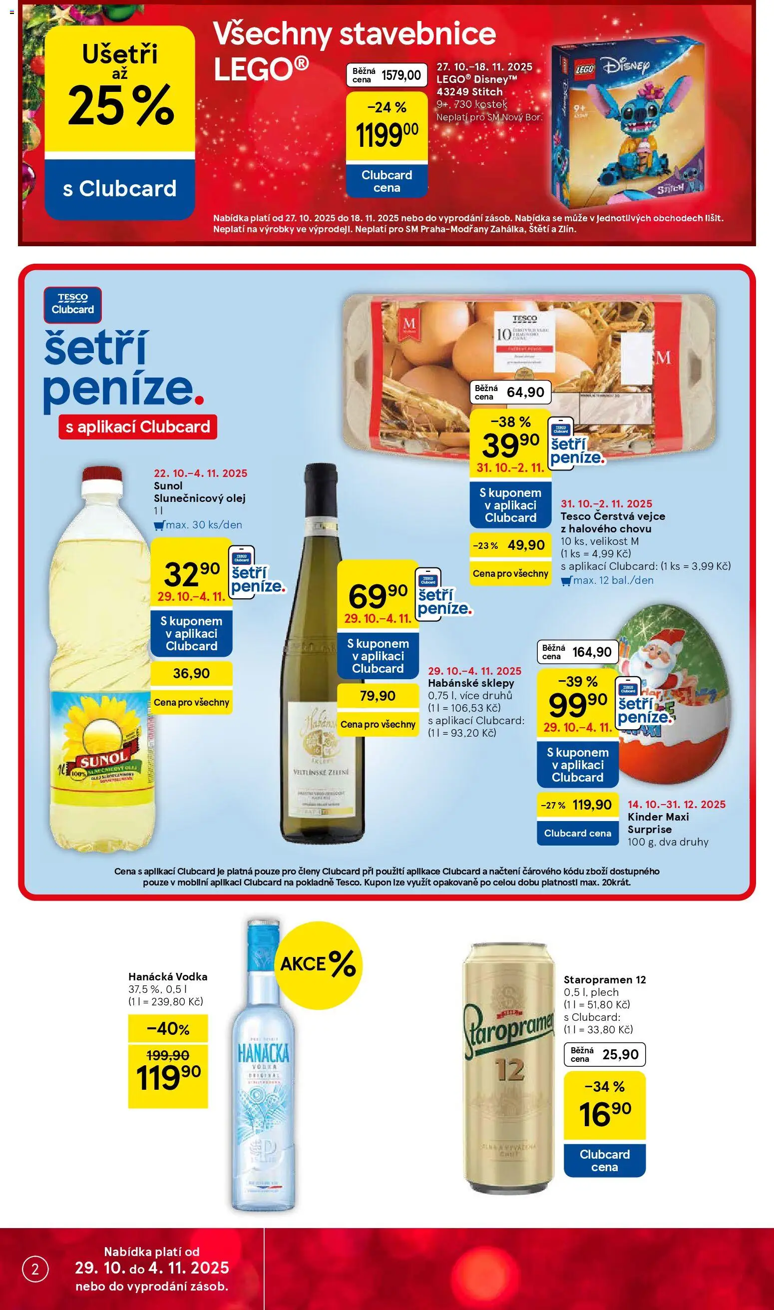 Tesco leták - Supermarket od 29.10.2025 | Strana: 2 | Produkty: Olej, Staropramen 12, Plech, Kinder