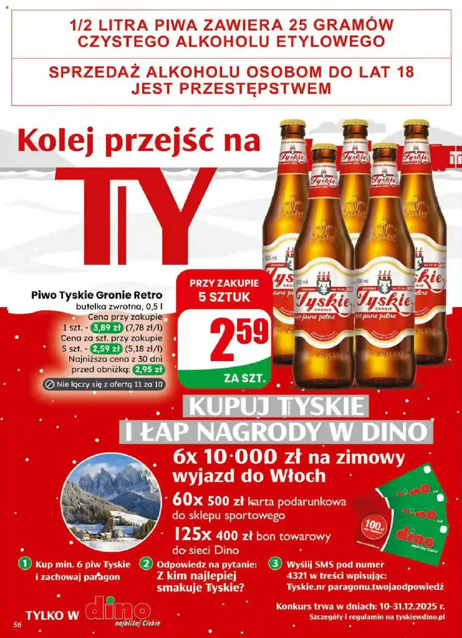 Dino Gazetka od 17.12.2025 | Strona: 56 | Produkty: Karta, Tyskie, Piwo