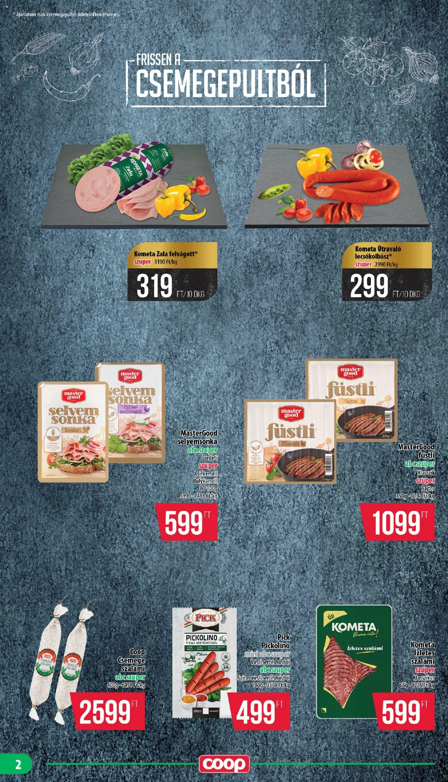 COOP akciós ujság - amely érvényes a következő dátumtól: 15.01.2026 | Oldal: 2 | Termékek: Virsli, Pick, Szalámi, Csirkemell