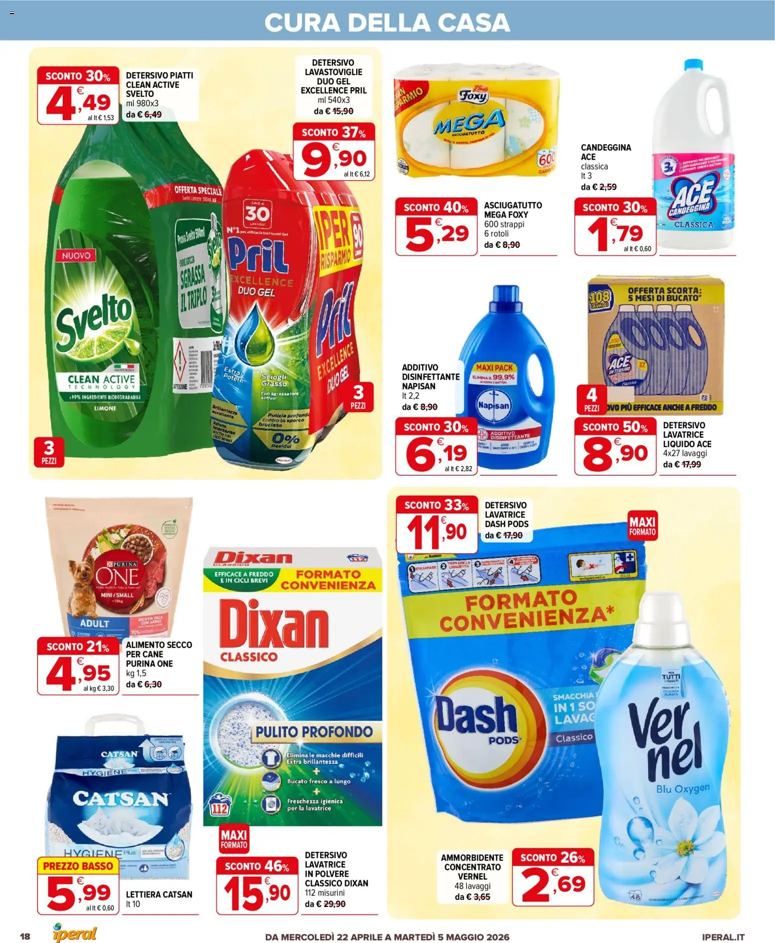 Volantino Iperal del 22.04.2026 | Pagina: 18 | Prodotti: Candeggina, Limone, Lavatrice, Lavastoviglie