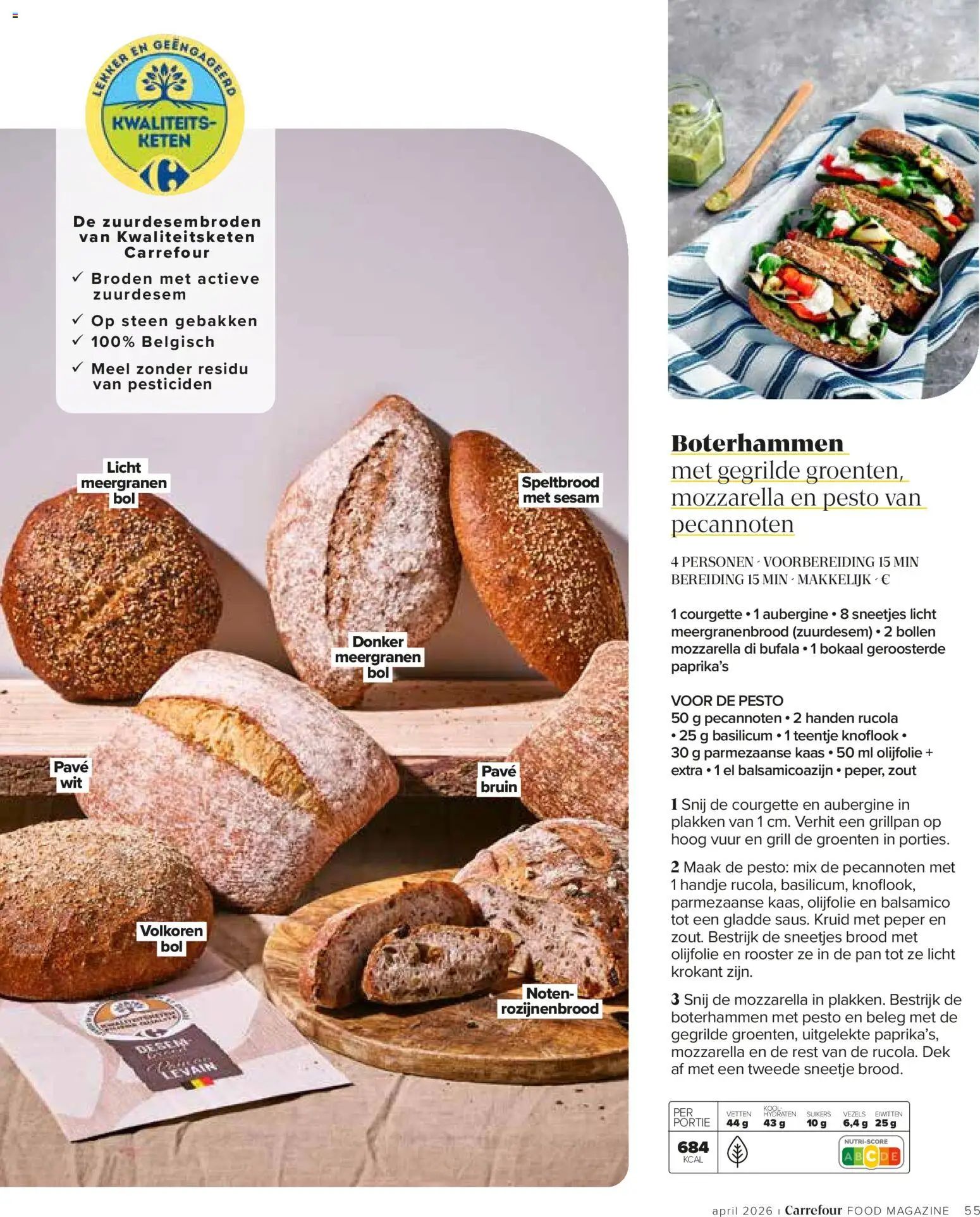 {H1} | Pagina: 55 | Producten: Groenten, Courgette, Kaas, Brood