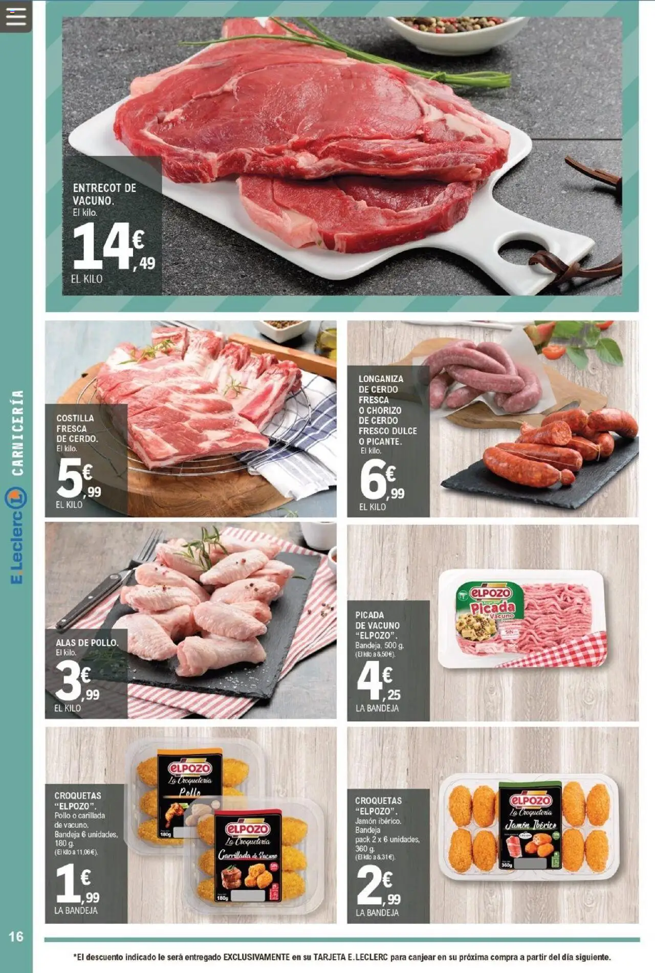 E.Leclerc folleto │ válido desde el 07.10.2025 | Página: 16 | Productos: Jamón ibérico, Longaniza, Croquetas, Bandeja