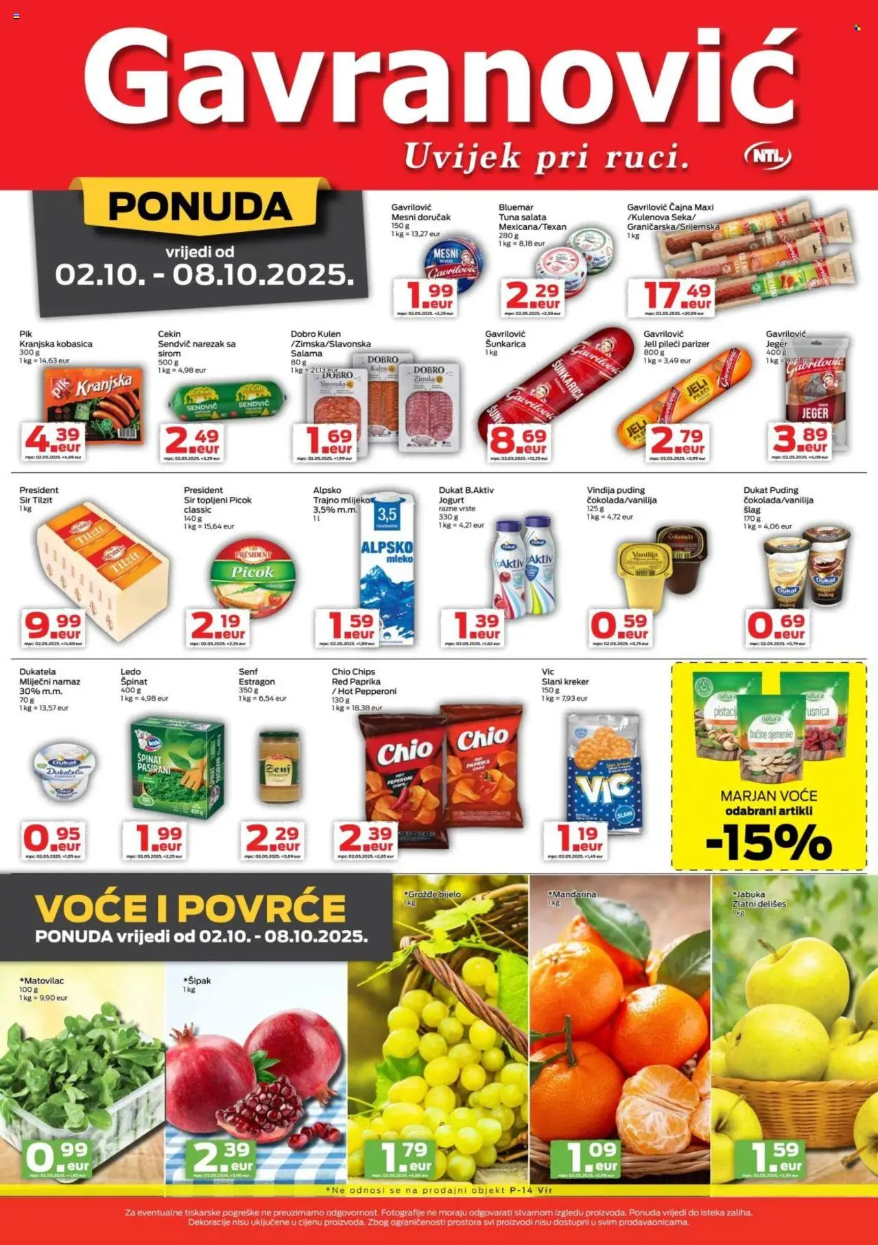 Gavranović katalog | vrijedi od 02.10.2025 | Stranica: 2 | Proizvodi: Puding, Voće, Senf, Šlag