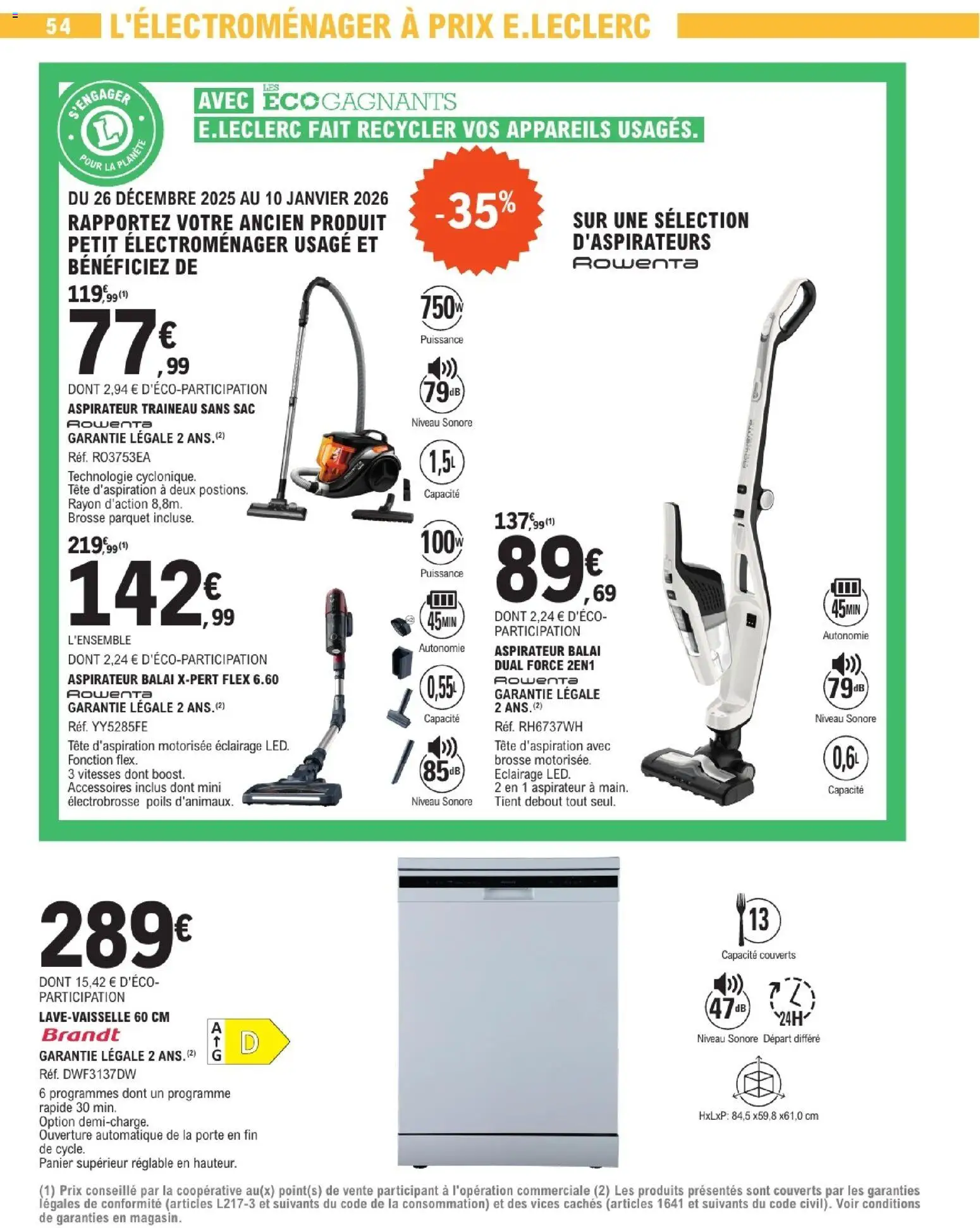 {H1} | Page: 54 | Produits: Lave-vaisselle, Aspirateur, Brosse, Aspirateur balai