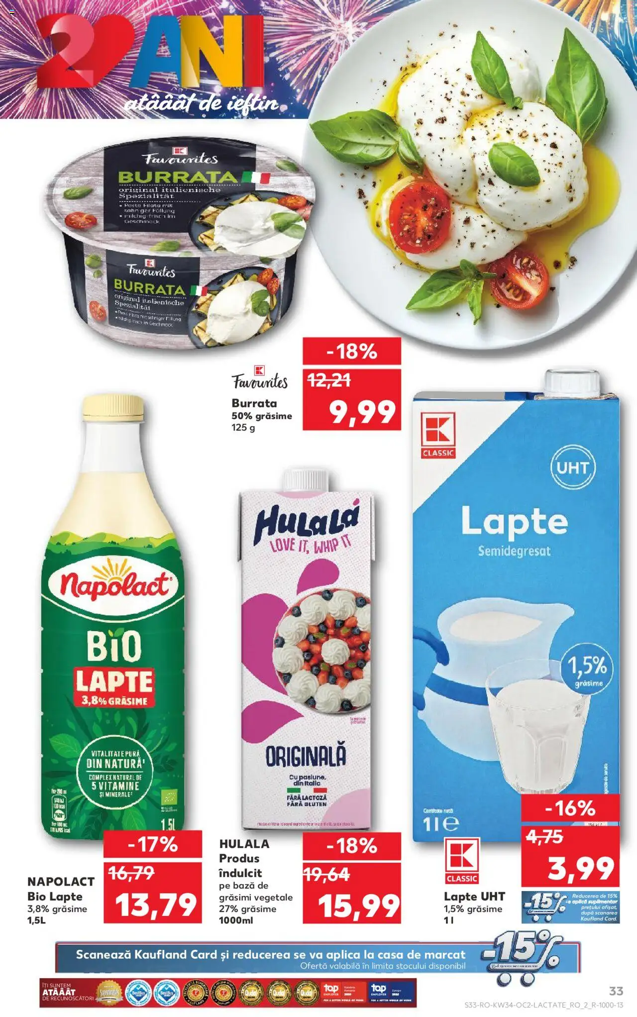 Kaufland RO akciós ujság - amely érvényes a következő dátumtól: 20.08.2025 | Oldal: 33 | Termékek: Burrata