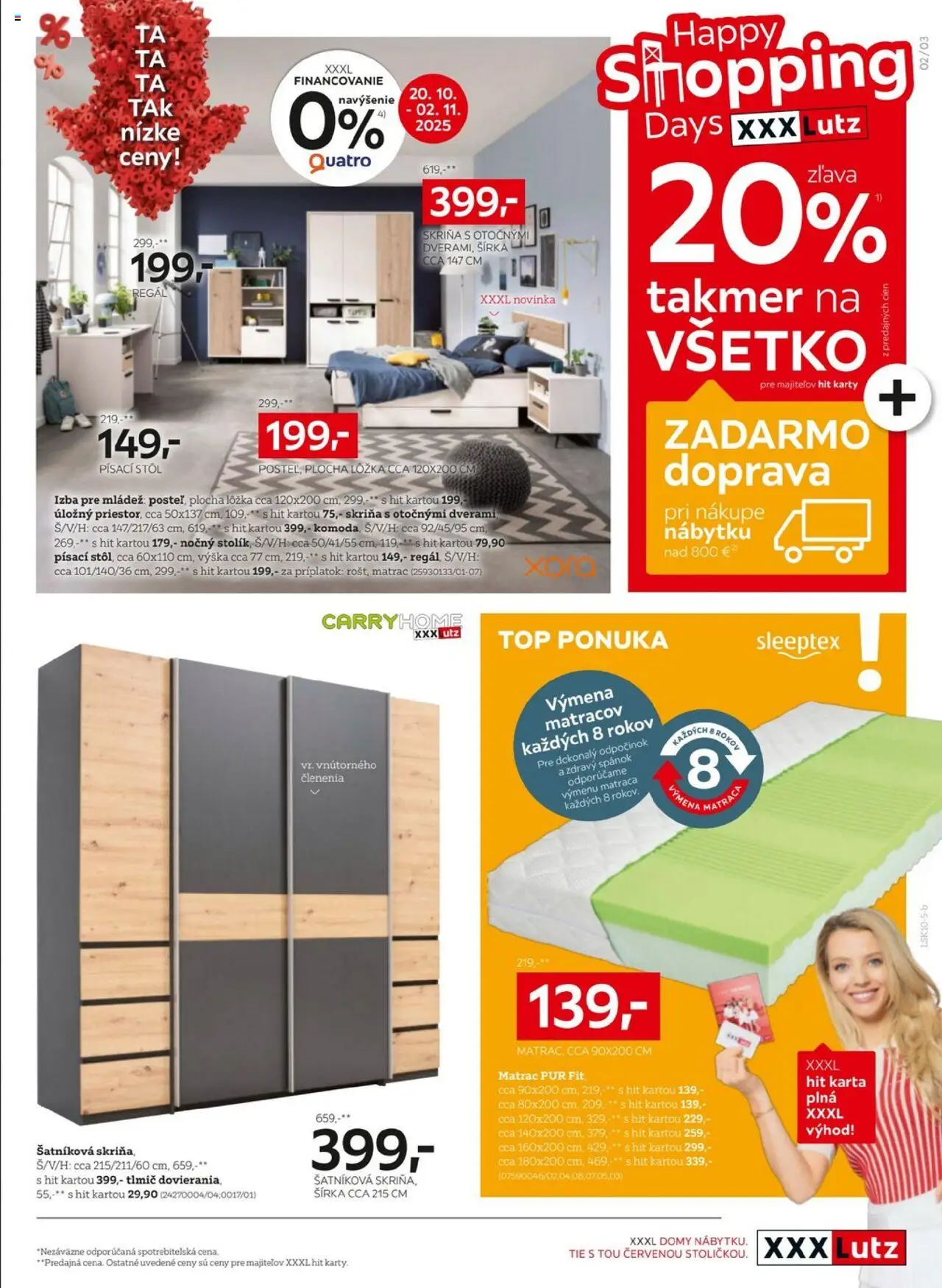 Nové XXXLutz akcie – leták je platný od 20.10.2025 | Strana: 3 | Produkty: Matrac, Regál, Skriňa, Stôl